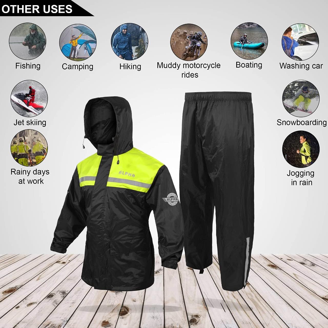 Alpha Cycle Gear – Traje de lluvia para hombre y mujer, chaqueta y pantalón, diseño reflectante e impermeable