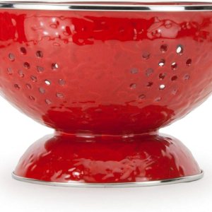 Golden Rabbit Esmalte – Patrón rojo sólido – Colador más grande de 5 cuartos Golden Rabbit Esmalte – Patrón rojo sólido – Colador más grande de 5 cuartos