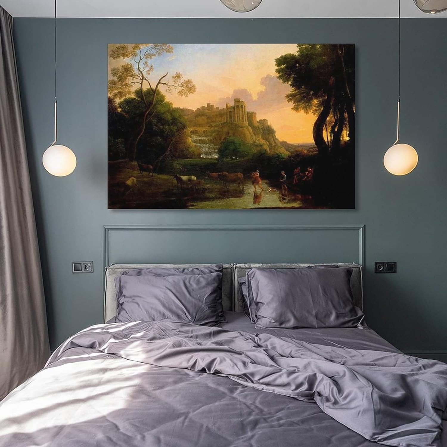 Claude Lorrain – Póster de vista ideal de Tivoli, pintura decorativa en lienzo, arte de pared, póster de sala de estar, pintura de dormitorio, 12 x