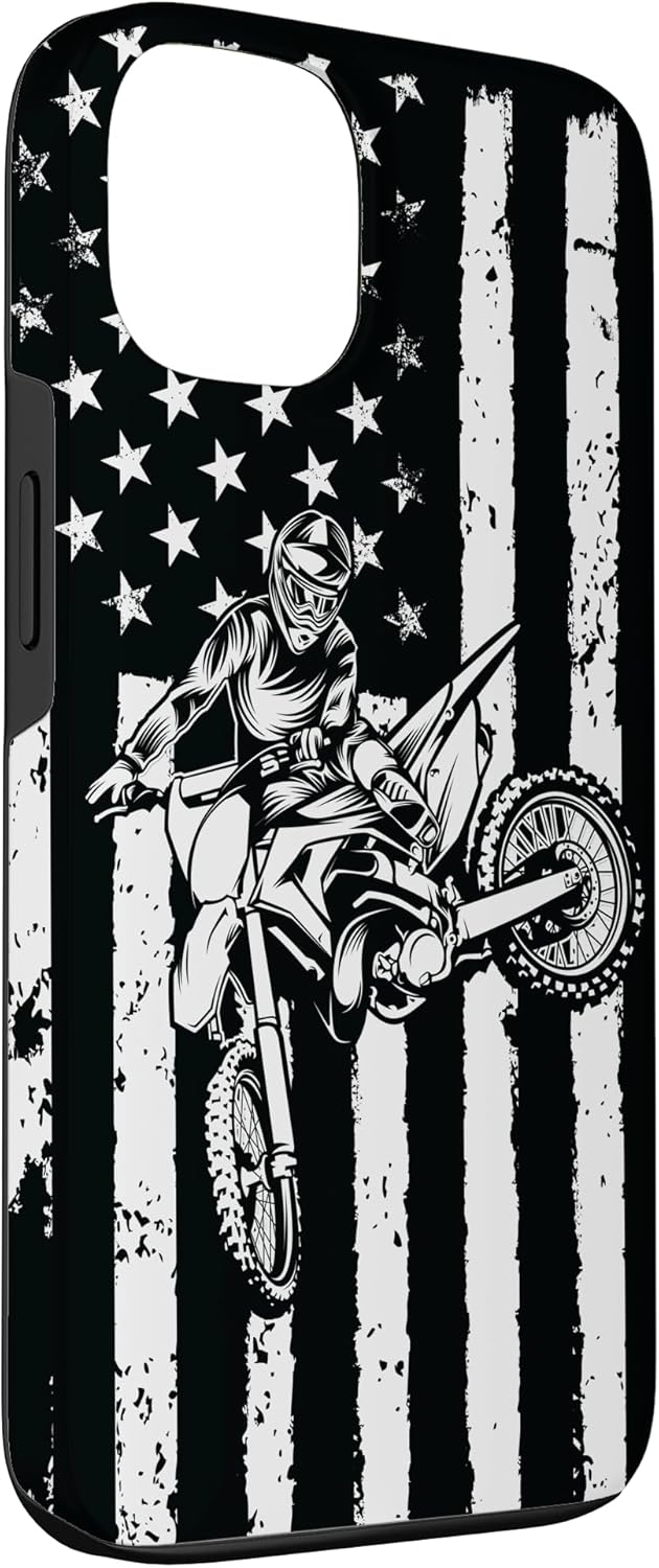 Funda de motocross para iPhone 13 con bandera de EE. UU