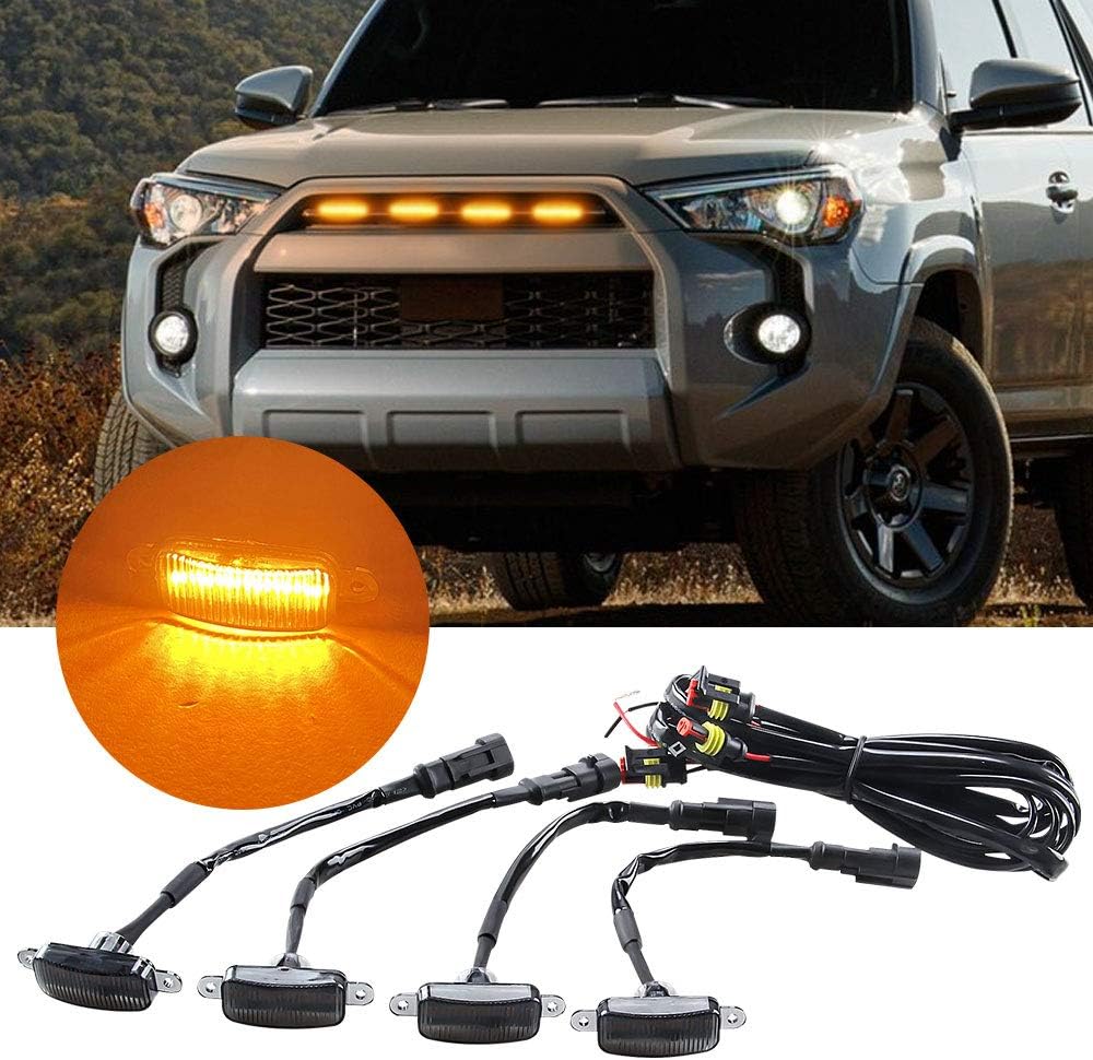 Sidaqi 4 luces LED de 12 W ámbar para rejilla delantera de automóvil, luces de circulación diurna ámbar, DRL, cubierta de parachoques delantero,