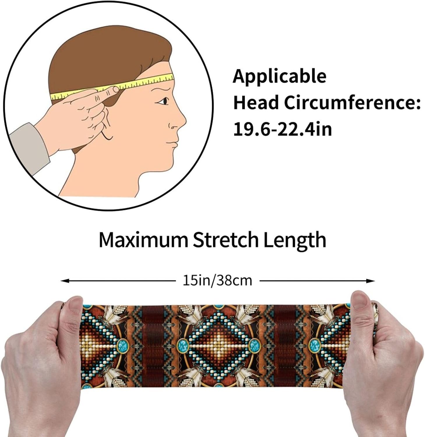 Diademas indias nativas americanas para hombres y mujeres, banda para el sudor retro y diadema deportiva para correr, entrenamiento de yoga