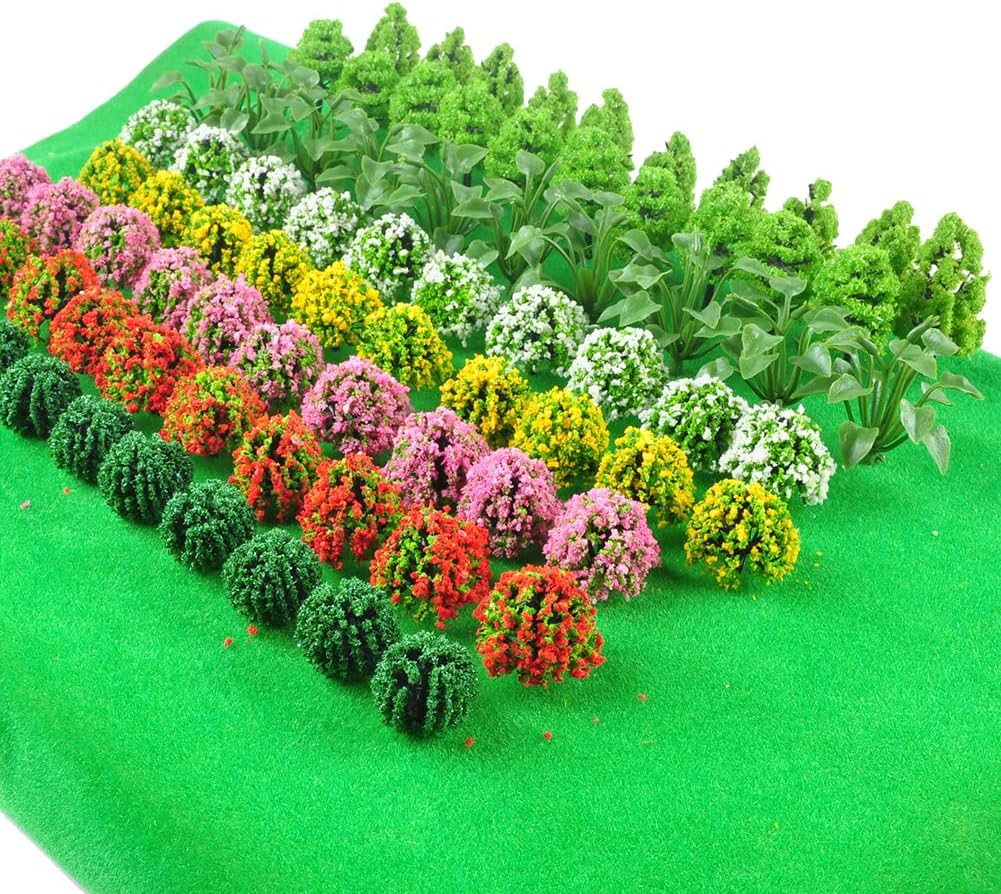 80pcs 1.18-2.36 pulgadas modelo mixto árboles accesorios modelo tren paisaje arquitectura árboles modelo paisaje sin soportes