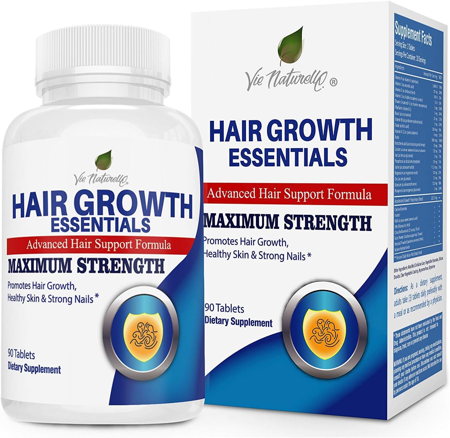 Suplemento Hair Growth Essentials para caída del cabello, tratamiento avanzado para crecimiento del cabello con 29 vitaminas fuertes y nutrientes