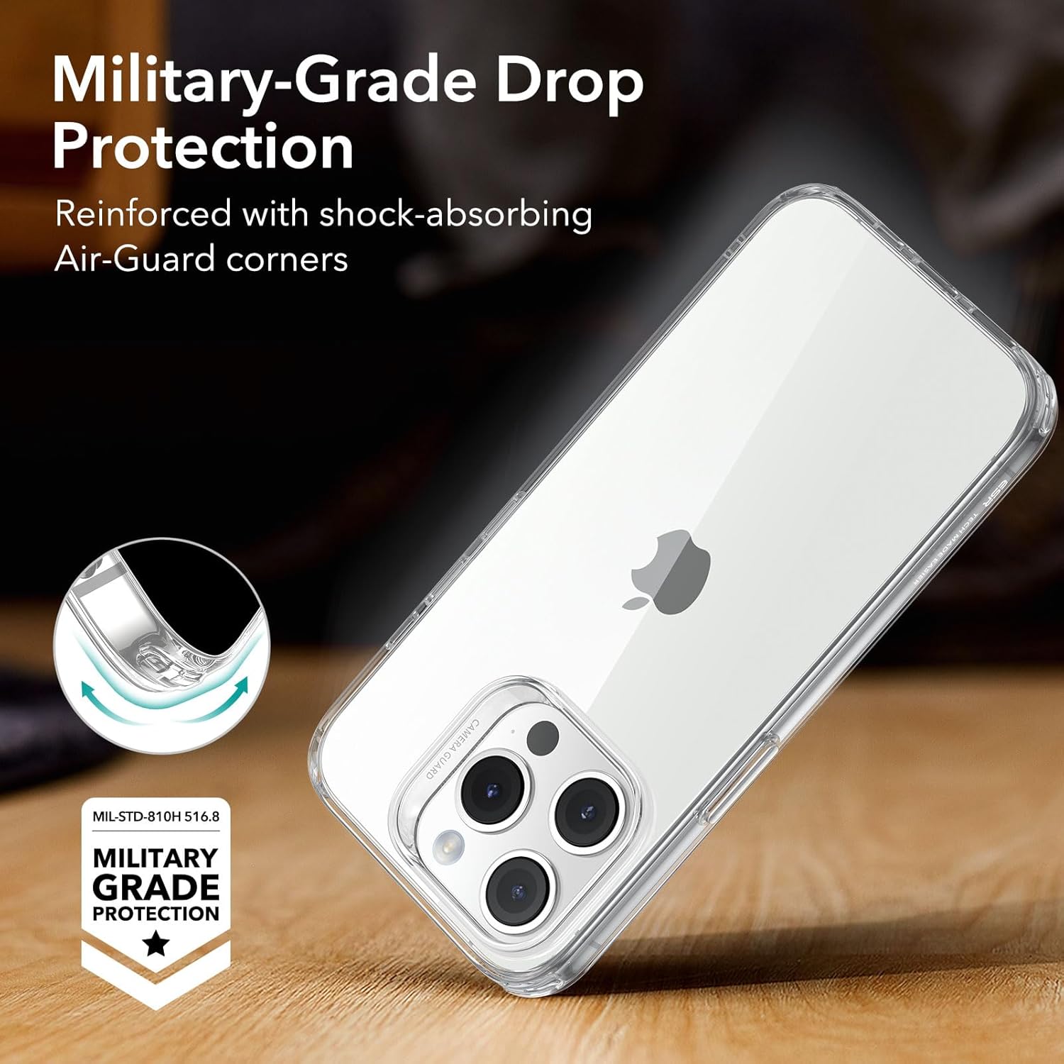 ESR Funda transparente para iPhone 15 Pro Max, funda delgada a prueba de golpes, resistente al amarilleo, delgada y transparente, funda para