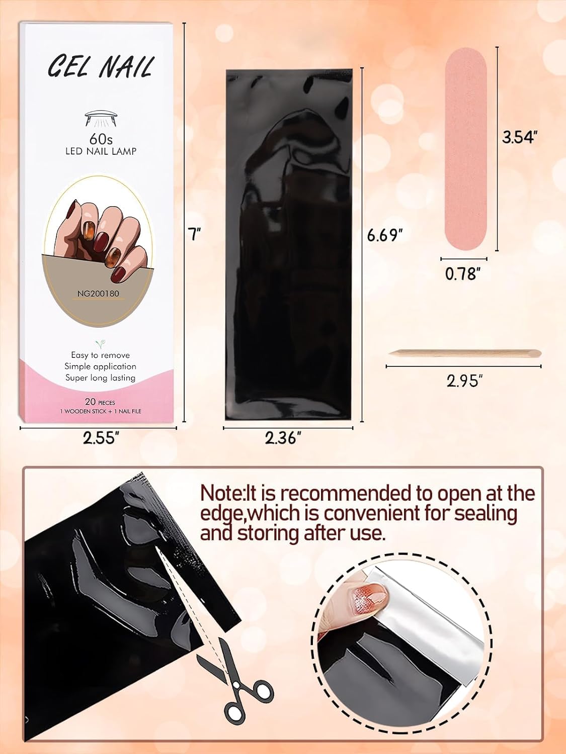 Kalolary Tiras de esmalte de uñas de gel, esmalte de uñas de gel ámbar, más brillante y duradero, envoltura de uñas de calidad de salón para otoño,