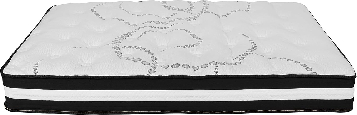 Merrick Lane Luna – Colchón híbrido de tamaño matrimonial de 10 pulgadas con certificación CertiPUR-US de espuma y resortes ensanchados en una caja