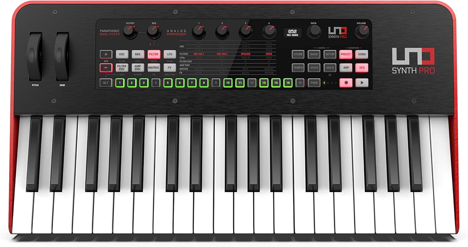 IK Multimedia UNO Synth Pro 3 oscilador sintetizador analógico monofónico Sintetizador de 37 teclas con teclado FATAR ponderado, filtro multimodo,