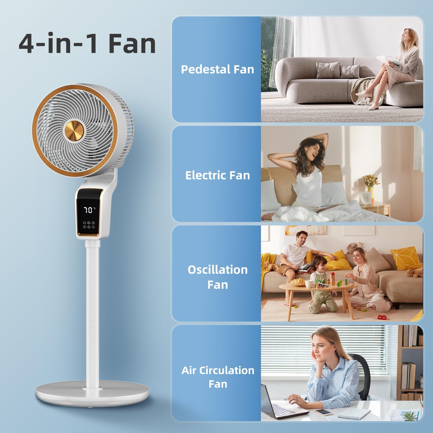 Ventilador de pie para dormitorio, ventilador de 36.8 pulgadas para dormitorio, ventiladores de piso de 36-60 dB para dormitorio en casa,