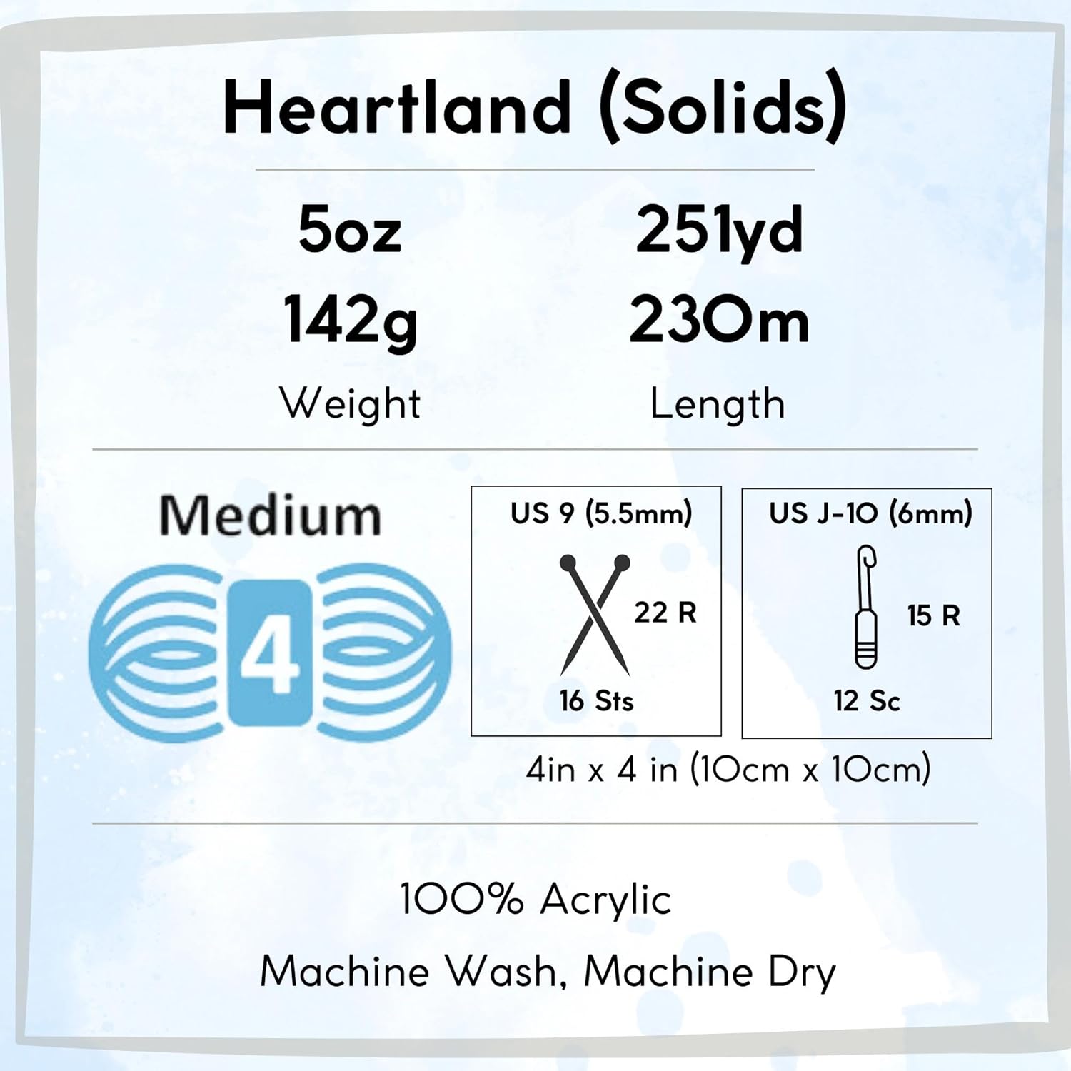 Lion Brand Heartland – Ovillo de hilo para tejer de ganchillo 100% acrílico 100% acrílico con 1 bolsa Artsiga para manualidades