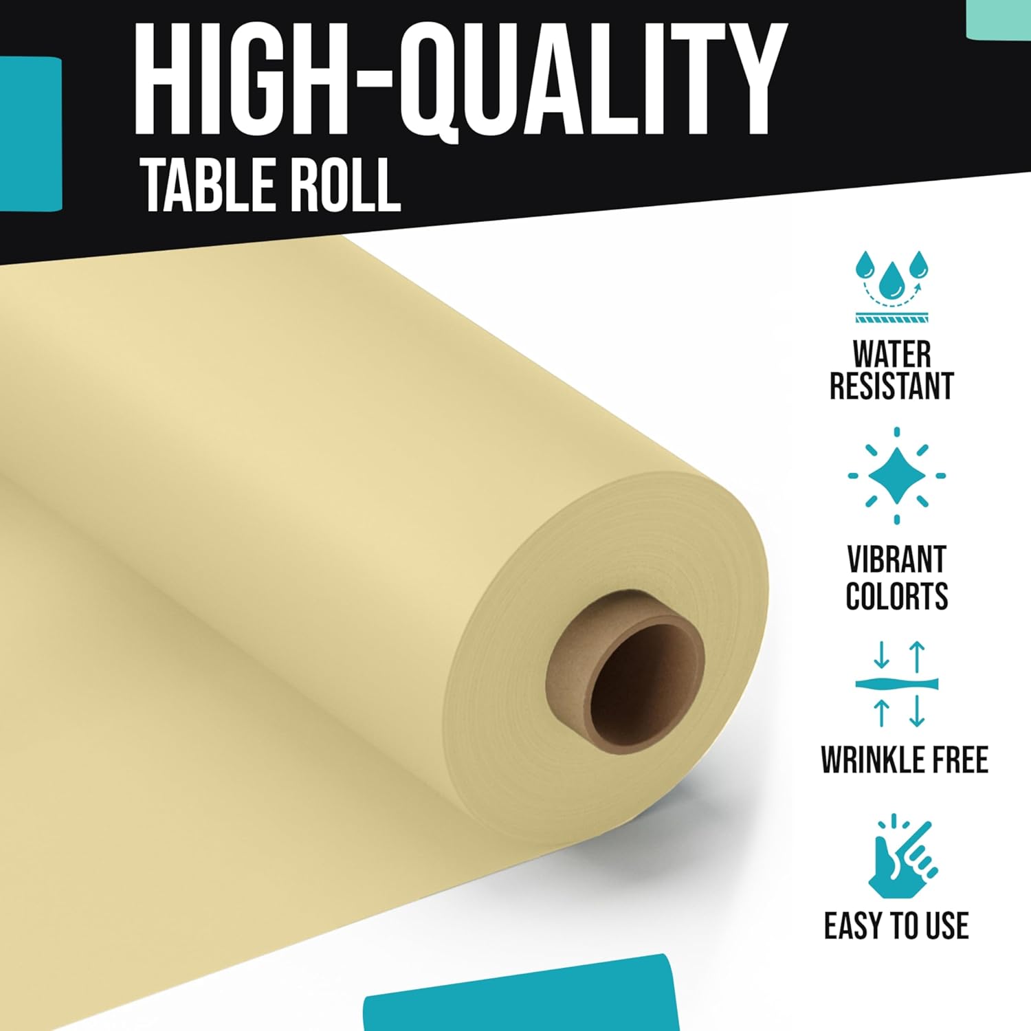 Rollo de plástico para cubierta de mesa para banquetes, COMINHKPR05936, Amarillo claro, 1