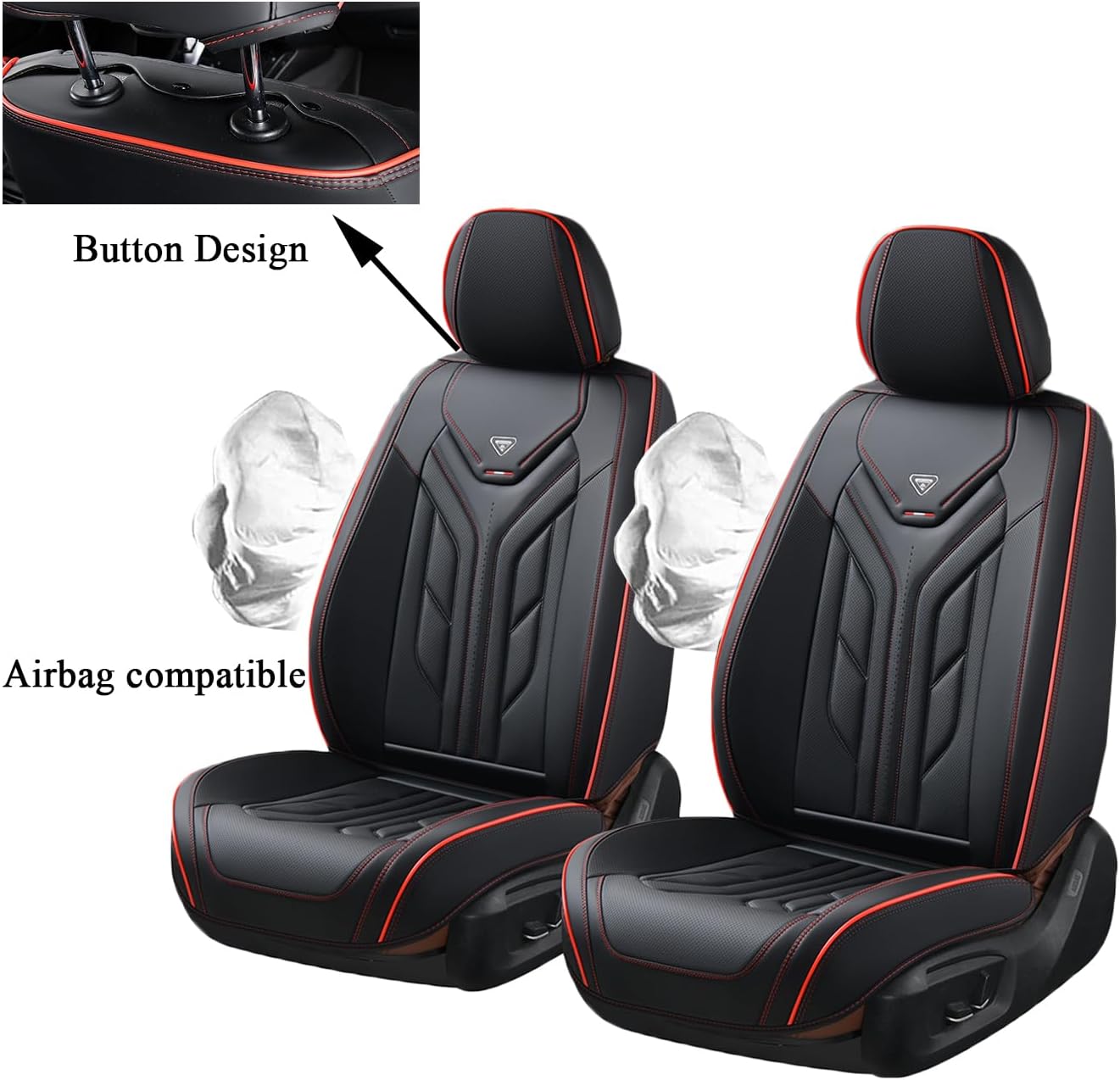 Coverado Fundas de asiento delantero de automóvil, 2 fundas de asiento de cuero para automóviles, protector de asiento de automóvil, solo accesorios
