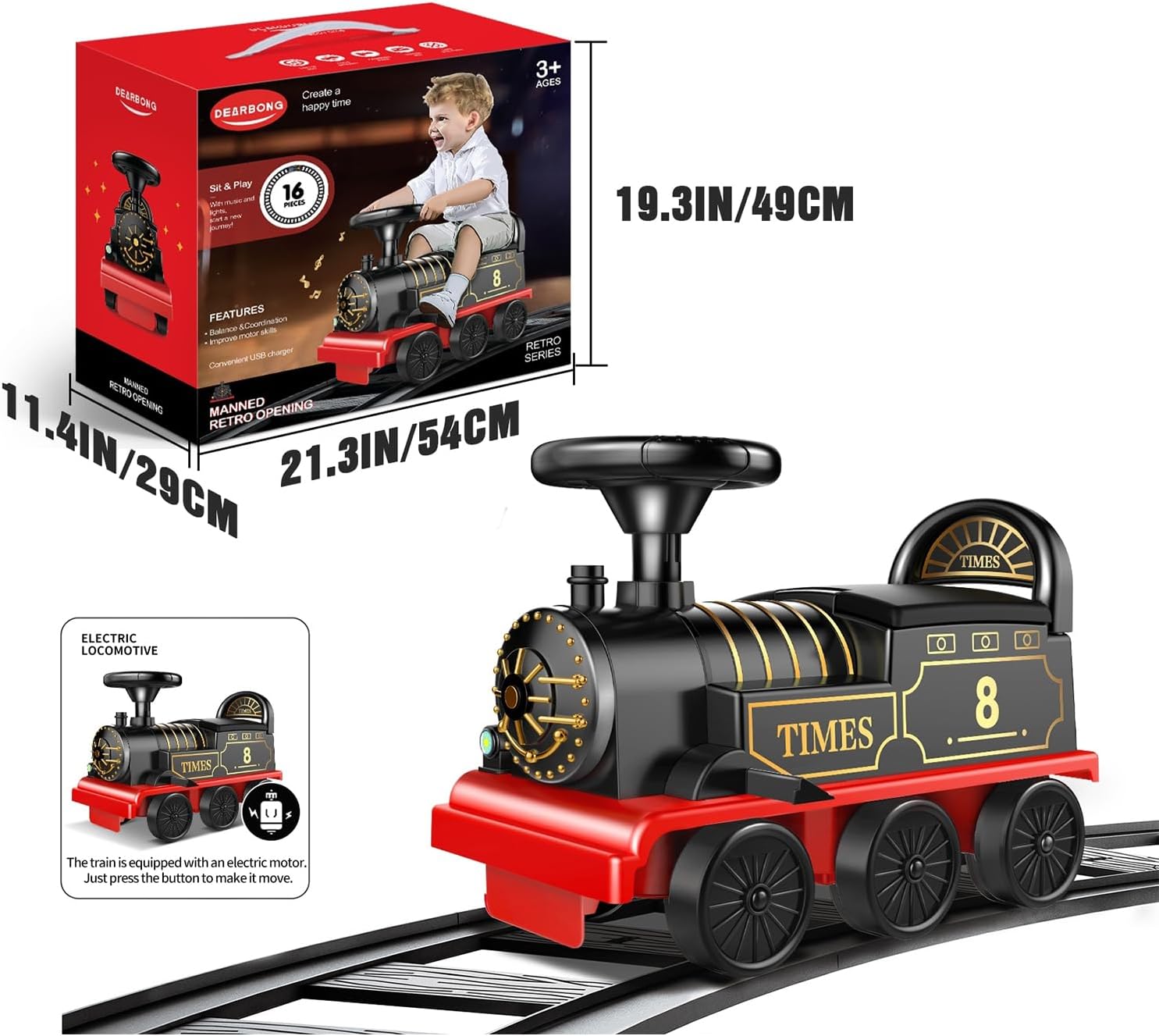 Juego de tren eléctrico de juguete con pista de 2 plazas, automóvil de carga, música, regalos ligeros de cumpleaños de Navidad para niños pequeños,
