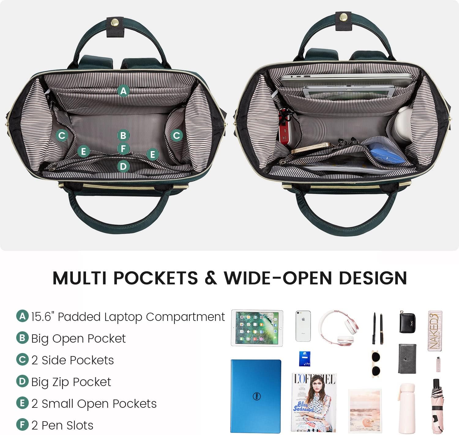 LOVEVOOK Mochila para computadora portátil para mujer, mochila para profesores, bolsa de enfermera, mochila de trabajo para computadora de 15.617