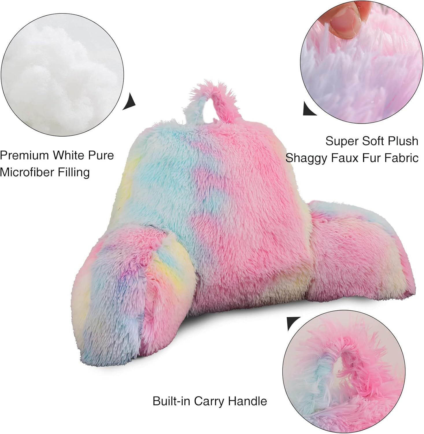 Aimuan Almohada de lectura para reposo en cama, almohada grande de respaldo para adultos con brazos y soporte de espalda para sentarse en la cama,