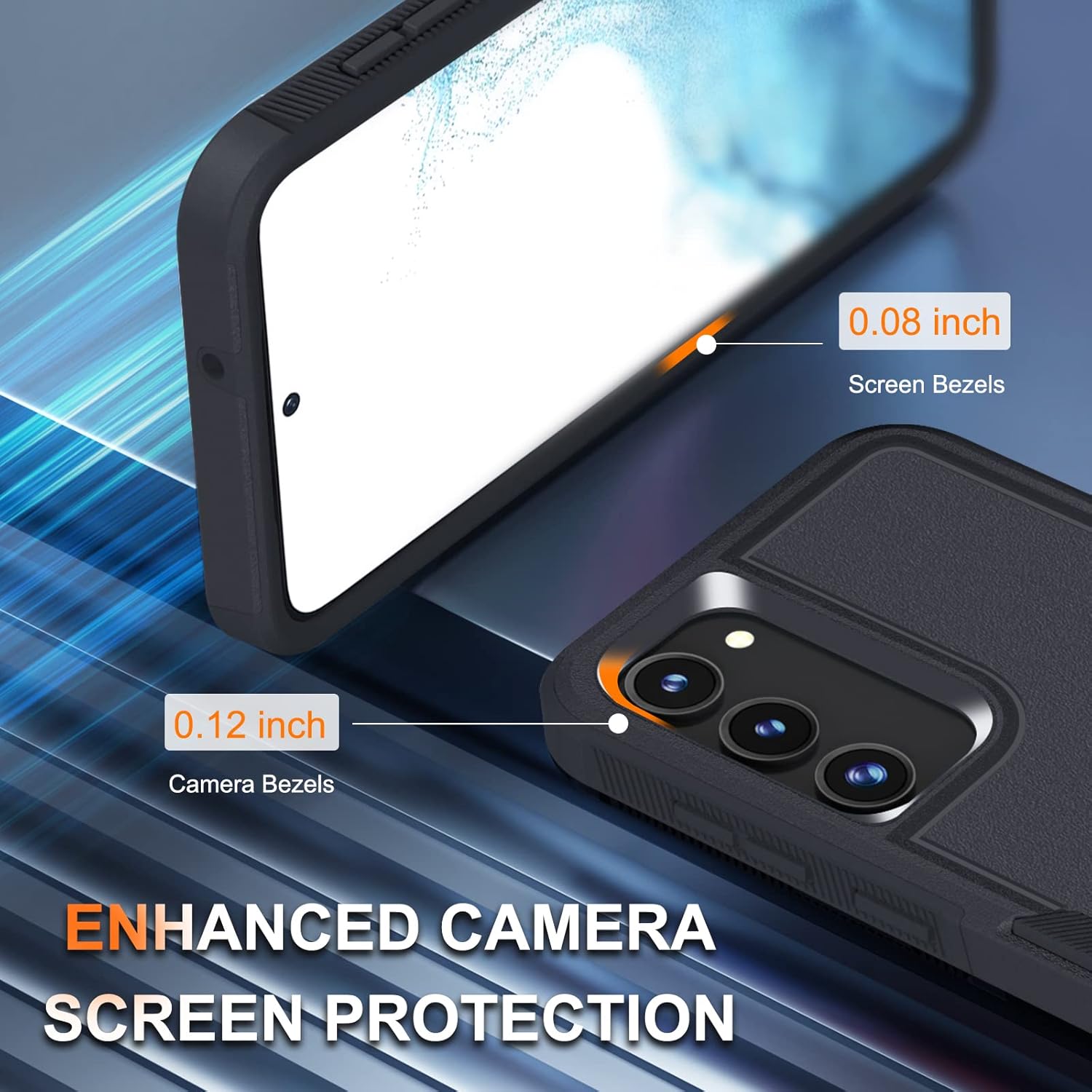 Funda para Samsung Galaxy A54 5G con 1 protector de pantalla de vidrio templado y 1 funda para lente de cámara, resistente y a prueba de golpes,