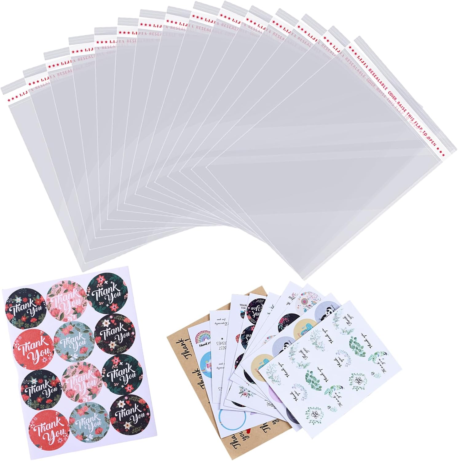 Bolsas de celofán resellables transparentes grandes de 14 x 20 pulgadas para productos de embalaje, 300 bolsas de regalo autosellantes, bolsas de