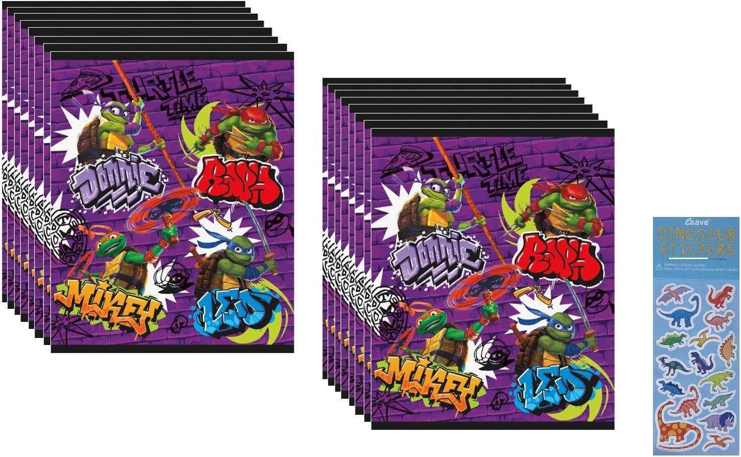 El paquete de suministros para fiesta de cumpleaños de las Tortugas Ninja Mutantes Adolescentes de TMNT incluye 16 bolsas de botín y 1 hoja de