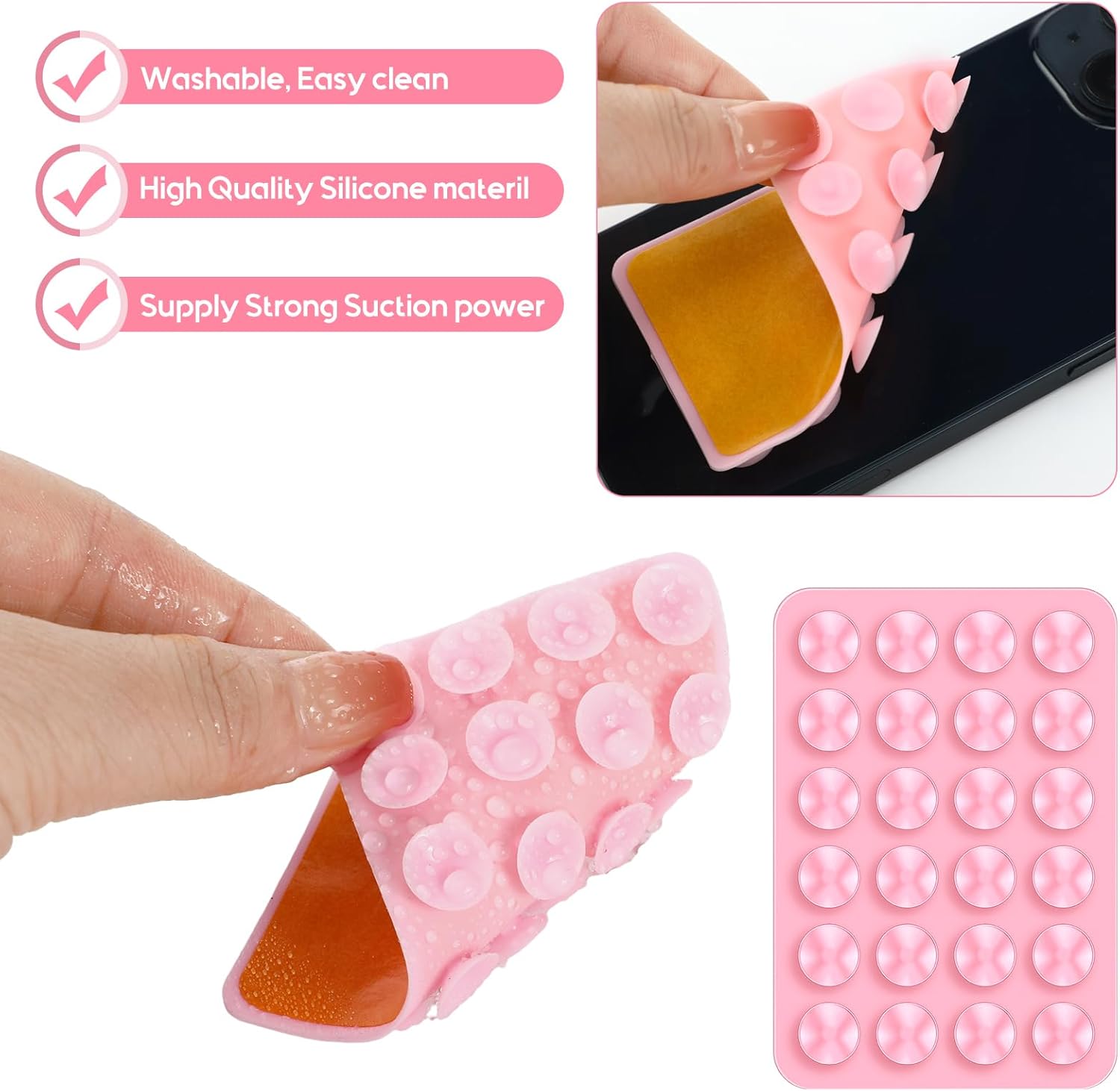 Kanayu 12 fundas de silicona con ventosa para teléfono, soporte adhesivo para teléfono, soporte antideslizante con ventosa para espejo, baño, hogar,