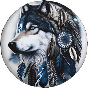 Fundas para neumáticos de repuesto de lobo nativo americano para remolque, cámper, RV, SUV, camión, viajes, fundas de neumáticos de fantasía Fundas para neumáticos de repuesto de lobo nativo americano para remolque, cámper, RV, SUV, camión, viajes, fundas de neumáticos de fantasía