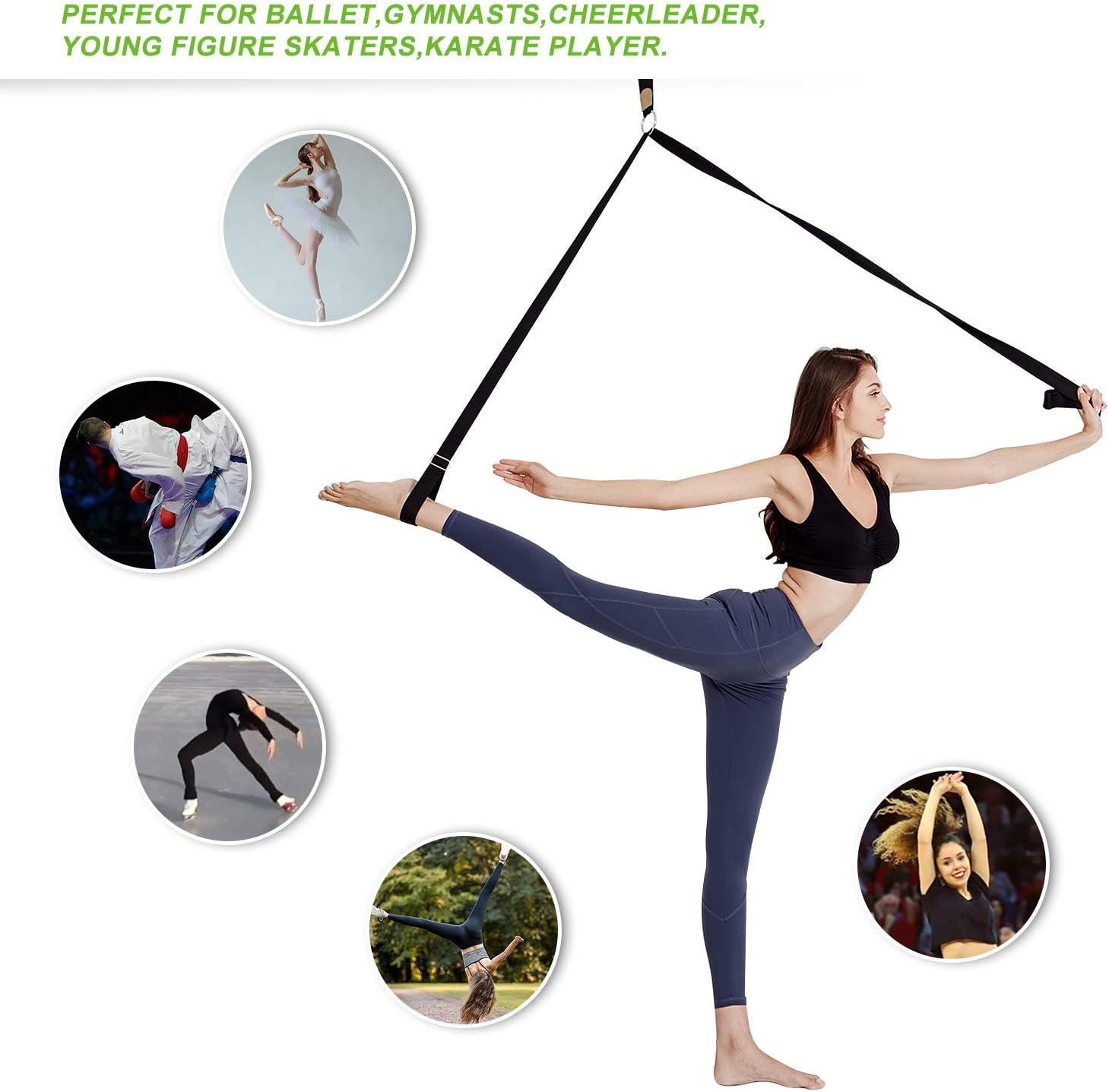 Banda elástica de piernas  para mejorar el estiramiento de piernas  Fácil de instalar en la puerta  Equipo perfecto para el hogar, ballet, danza y