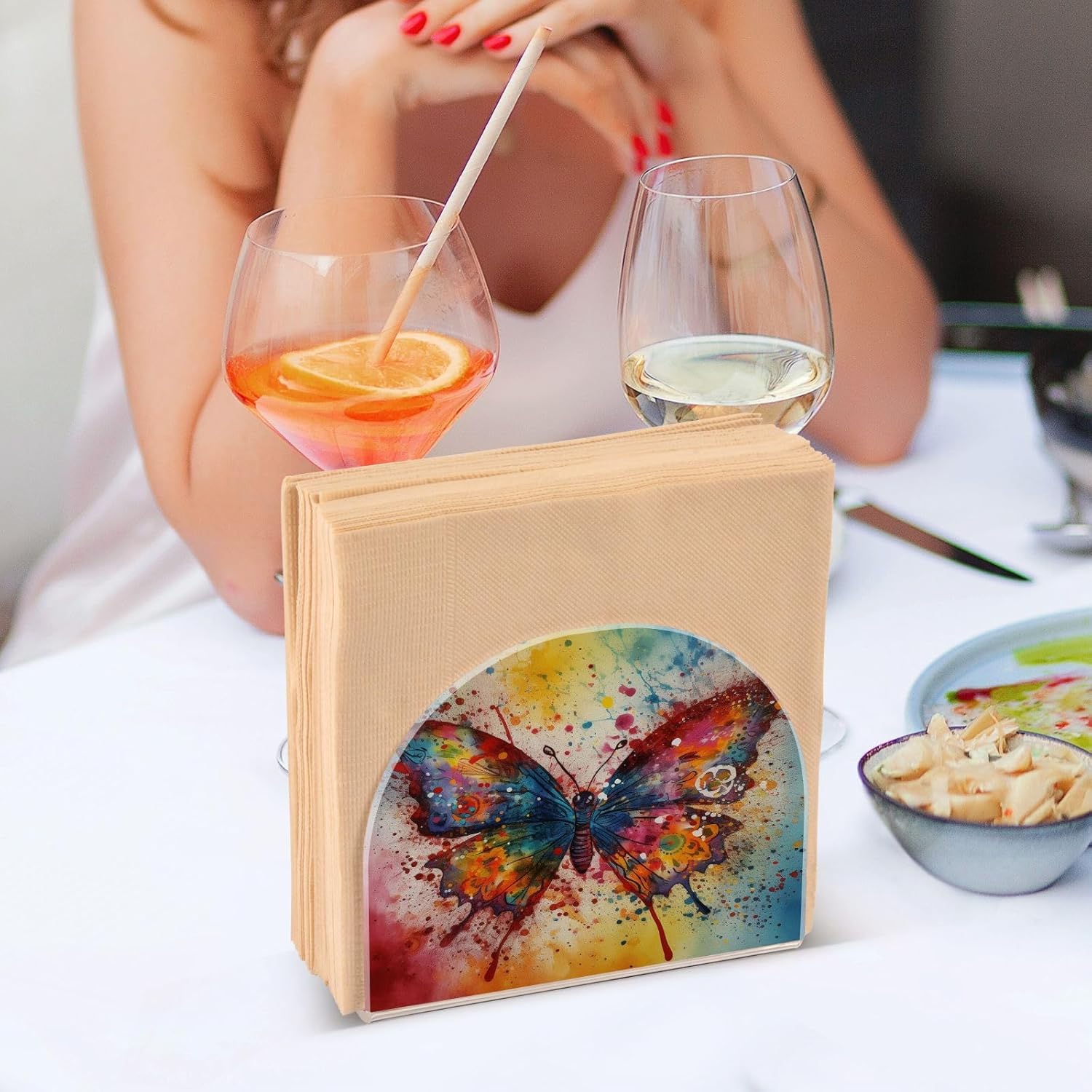 Acrylic Napkin Holder – PaperTowel Holder in Clear – Modern Decorative Guest Napkin Holder for Home Kitchen Dining Party Tables Restaurant