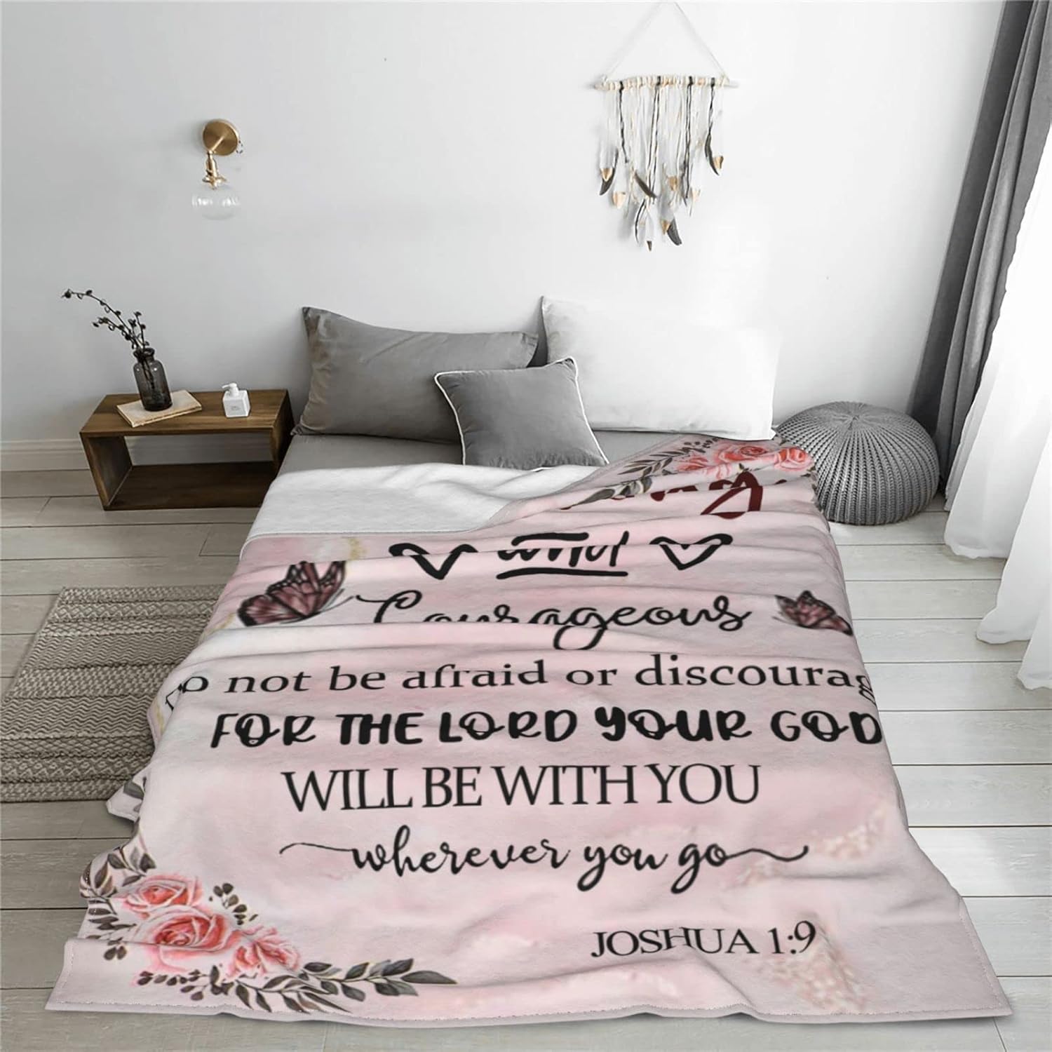 AUIVTY Regalos de cumpleaños cristianos para mujeres, manta inspiradora rosa con versículo de la Biblia, regalos religiosos de Pascua para amigos,