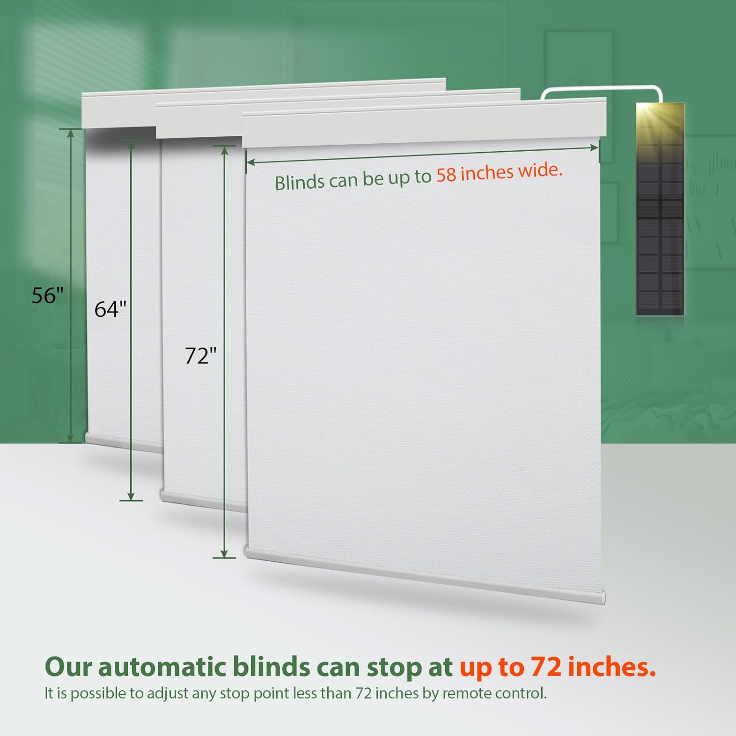 DONGFXK Panel solar motorizado persianas enrollables mejoradas a inteligentes con oscurecimiento de cortesía persianas eléctricas automáticas para