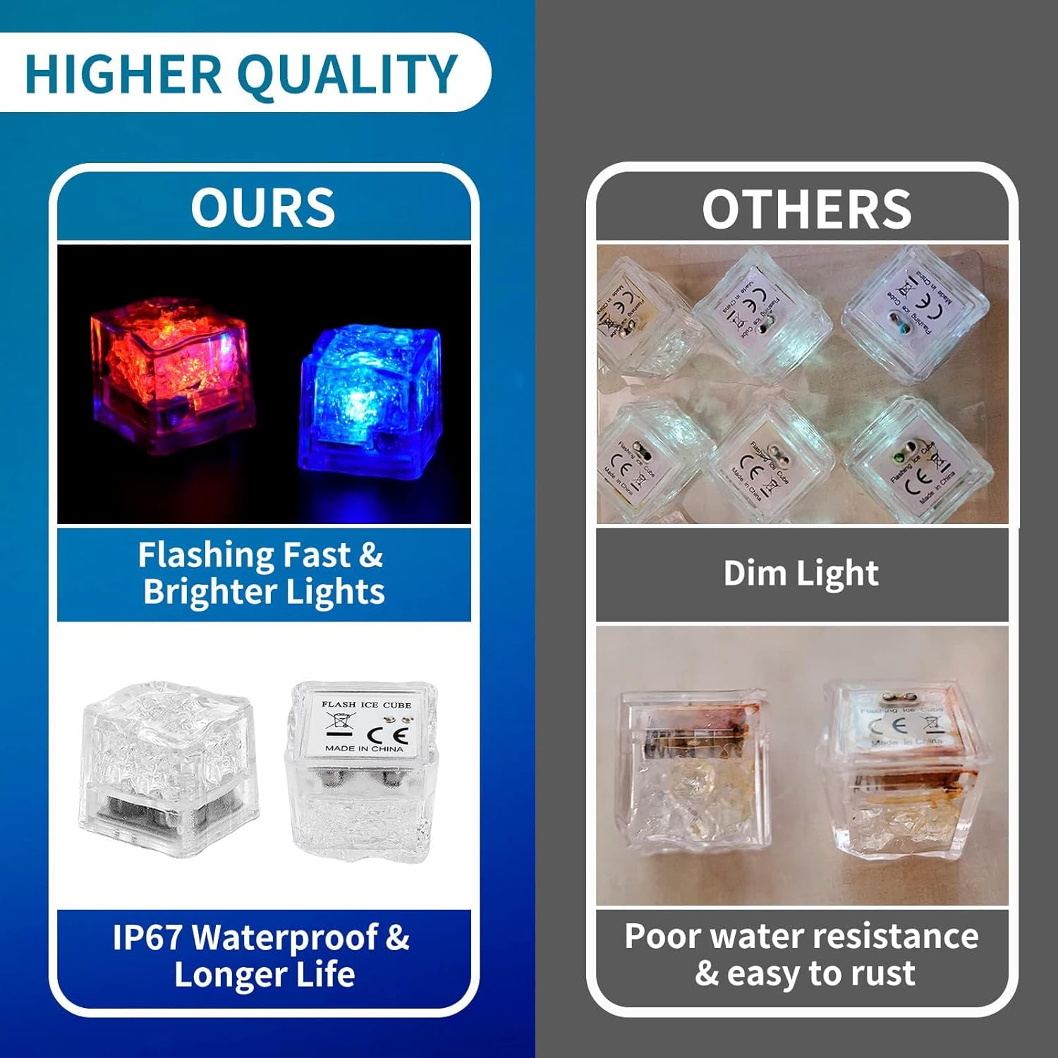 ZWFDC Cubos de hielo iluminados para bebidas, cubos de hielo LED con luces de color cambiantes, recuerdos de fiesta, paquete de 12 cubos de hielo