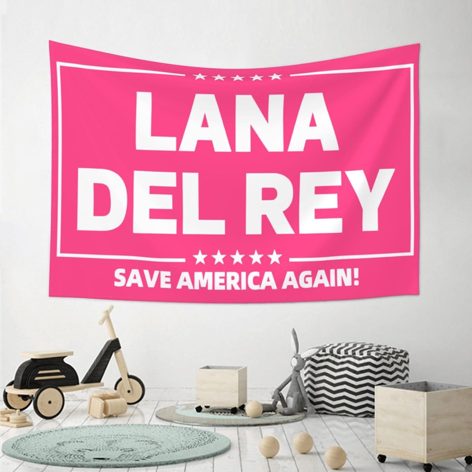 Tapiz de lana con diseño de cantante estadounidense Dels Rays, telón de fondo para colgar en la pared, diseño de bandera estadounidense, tapiz