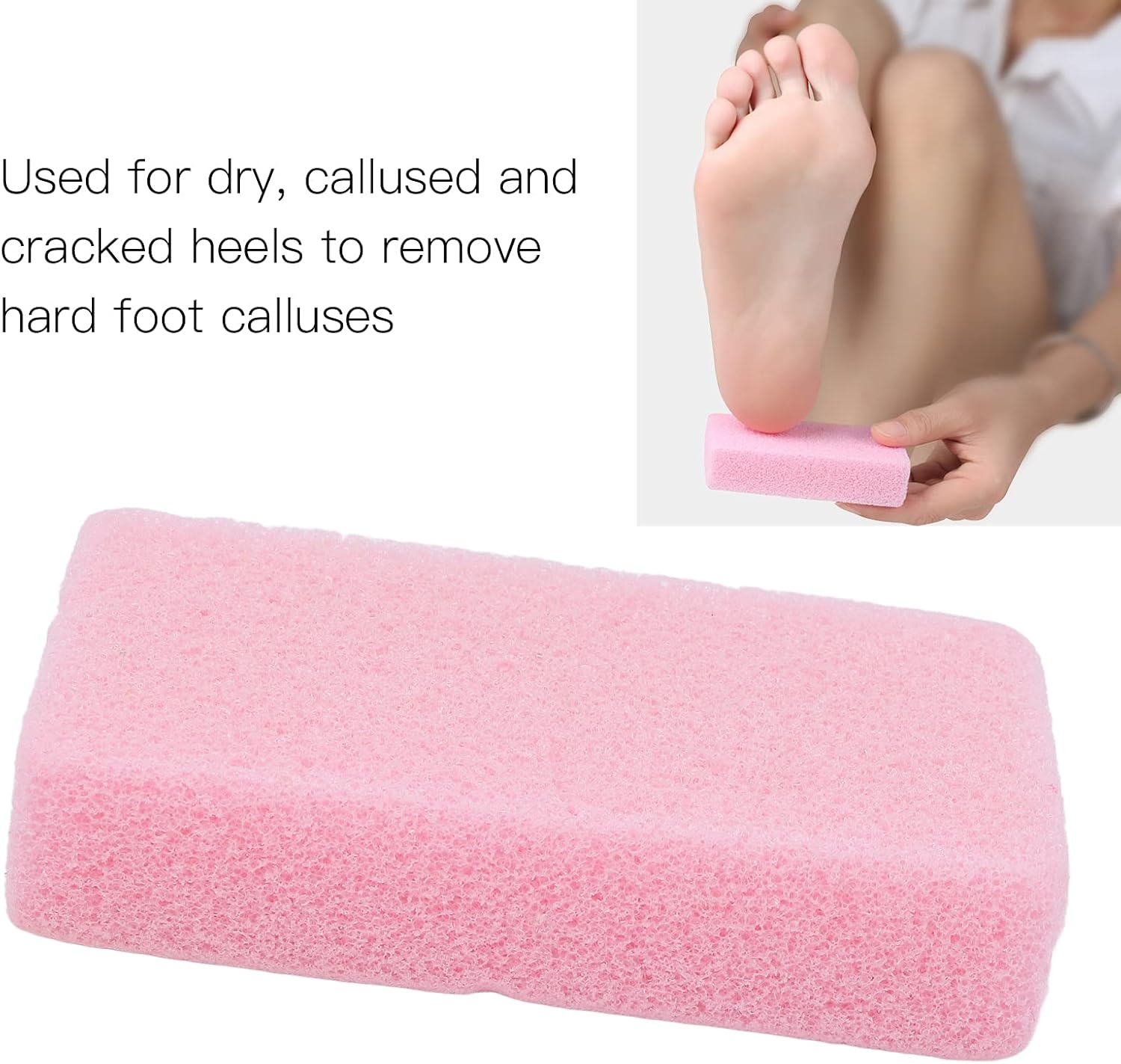 Piedra pómez para pies, piedra pómez para pies, herramientas de pedicura de lava, pedicura profesional, piedra pómez, cuadrada, rosa, dura, para