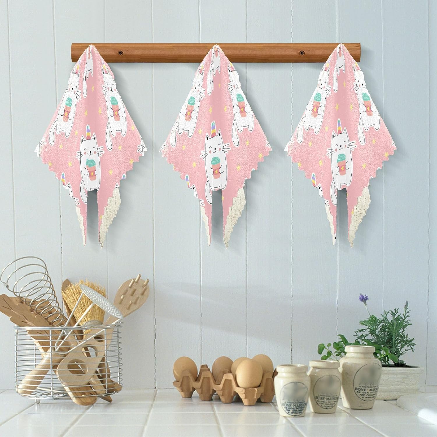 Sweet Pink Soft Decor Microfiber Dish Towels Absorbent 6 Pack Microfiber Absorbant Towel for Countertop Sink