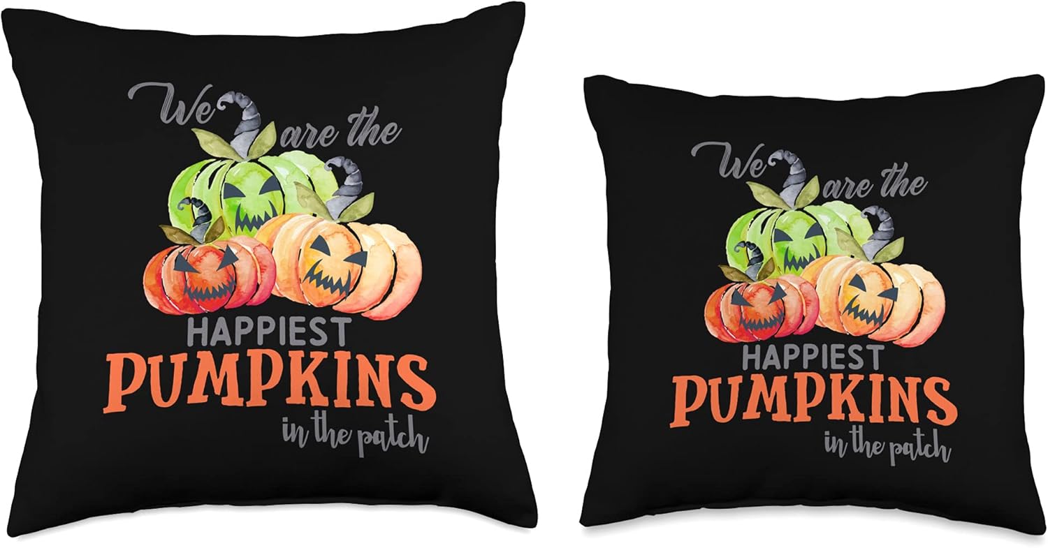 Art Halloween Ghosts Decorations Helloween Party Happiest Pumpkin in Patch Happy Halloween Shirts for Women Throw Pillow, 16×16, Multicolor
