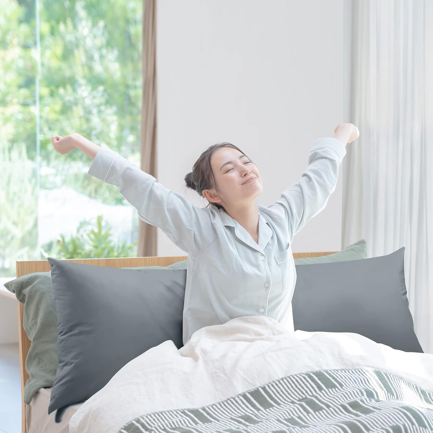 Utopia Bedding Almohada de cuerpo completo para adultos (gris, 20 x 54 pulgadas), almohada larga para dormir, relleno de almohada grande para dormir