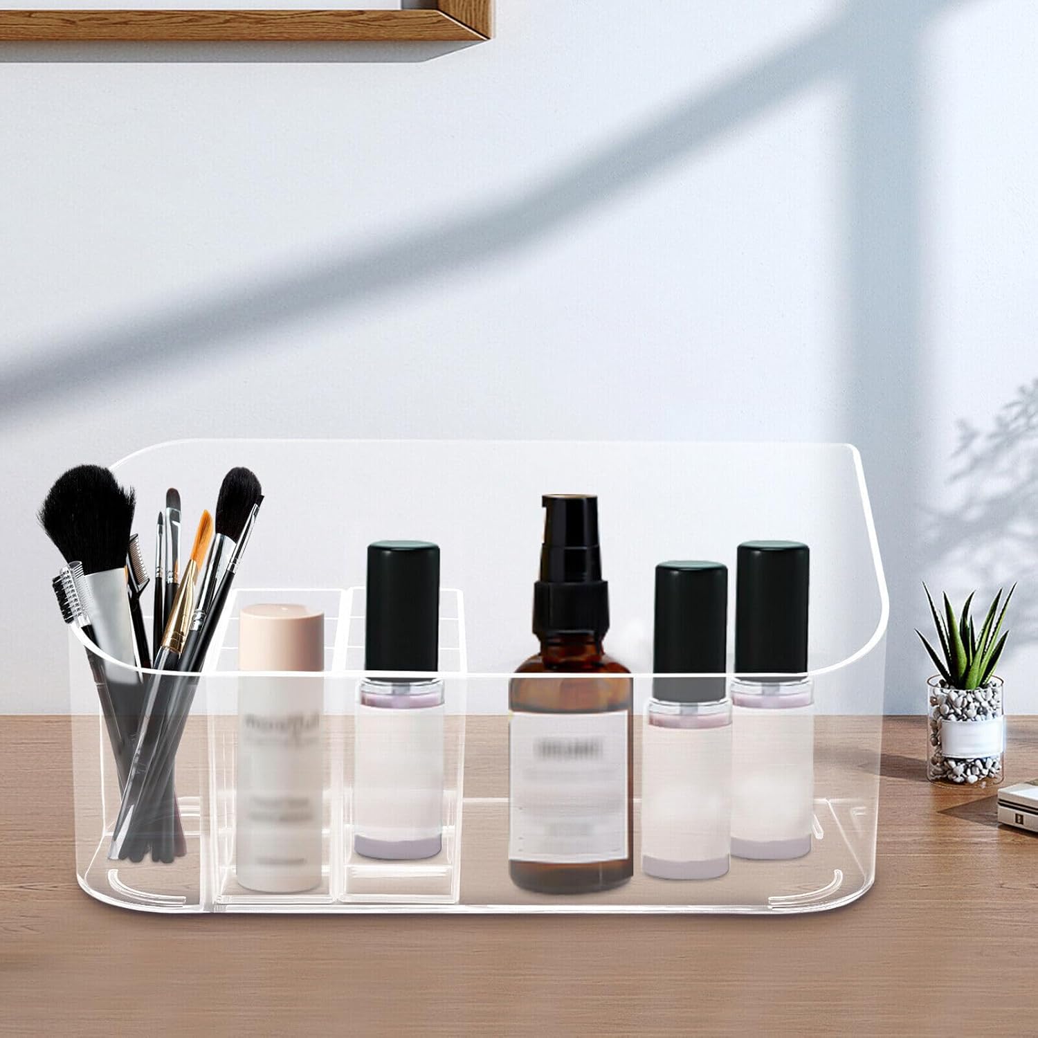 Organizador de maquillaje transparente, caja organizadora de maquillaje, contenedores de almacenamiento de cosméticos, organizador de encimera para