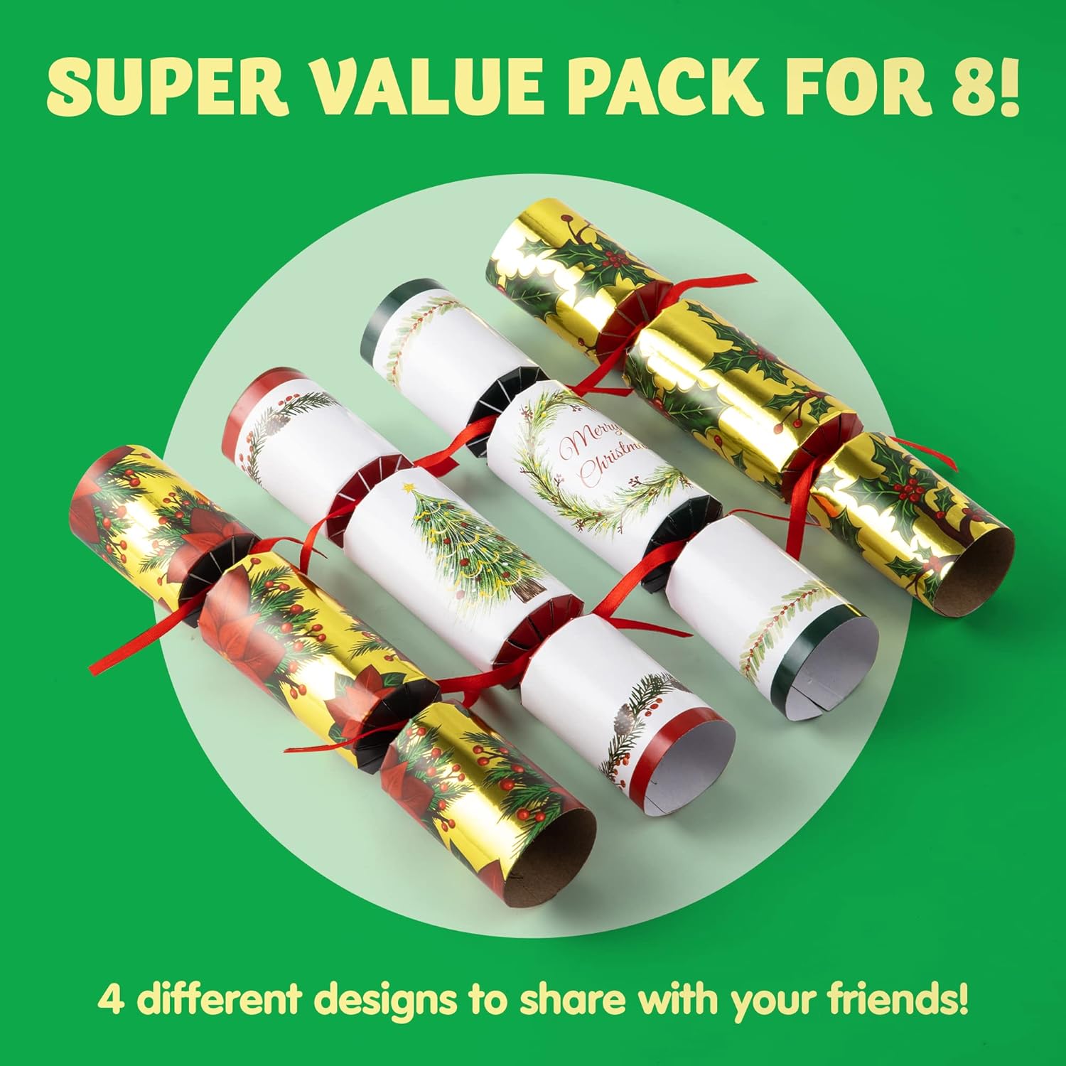 JOYIN Paquete de 8 recuerdos de fiesta de diseño clásico de Navidad, recuerdos de mesa de fiesta sin broches para regalo de Navidad, Navidad,