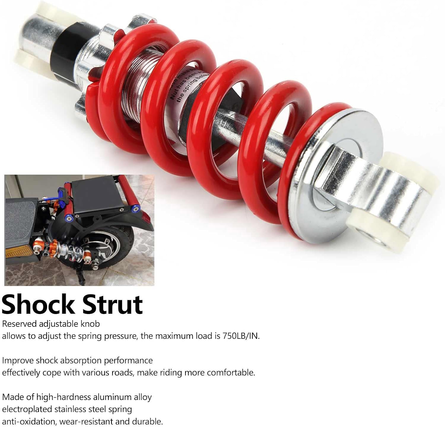 Amortiguadores de 5.91 pulgadas, 750 libras, amortiguador de suspensión universal para motocicleta eléctrica, ciclomotor, mini motocicleta