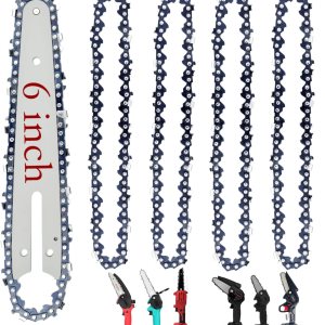 5 piezas Mini cadena de motosierra de 6 pulgadas con barra de cadena de sierra de repuesto, cadenas de repuesto de 6 pulgadas para mini motosierra 5 piezas Mini cadena de motosierra de 6 pulgadas con barra de cadena de sierra de repuesto, cadenas de repuesto de 6 pulgadas para mini motosierra