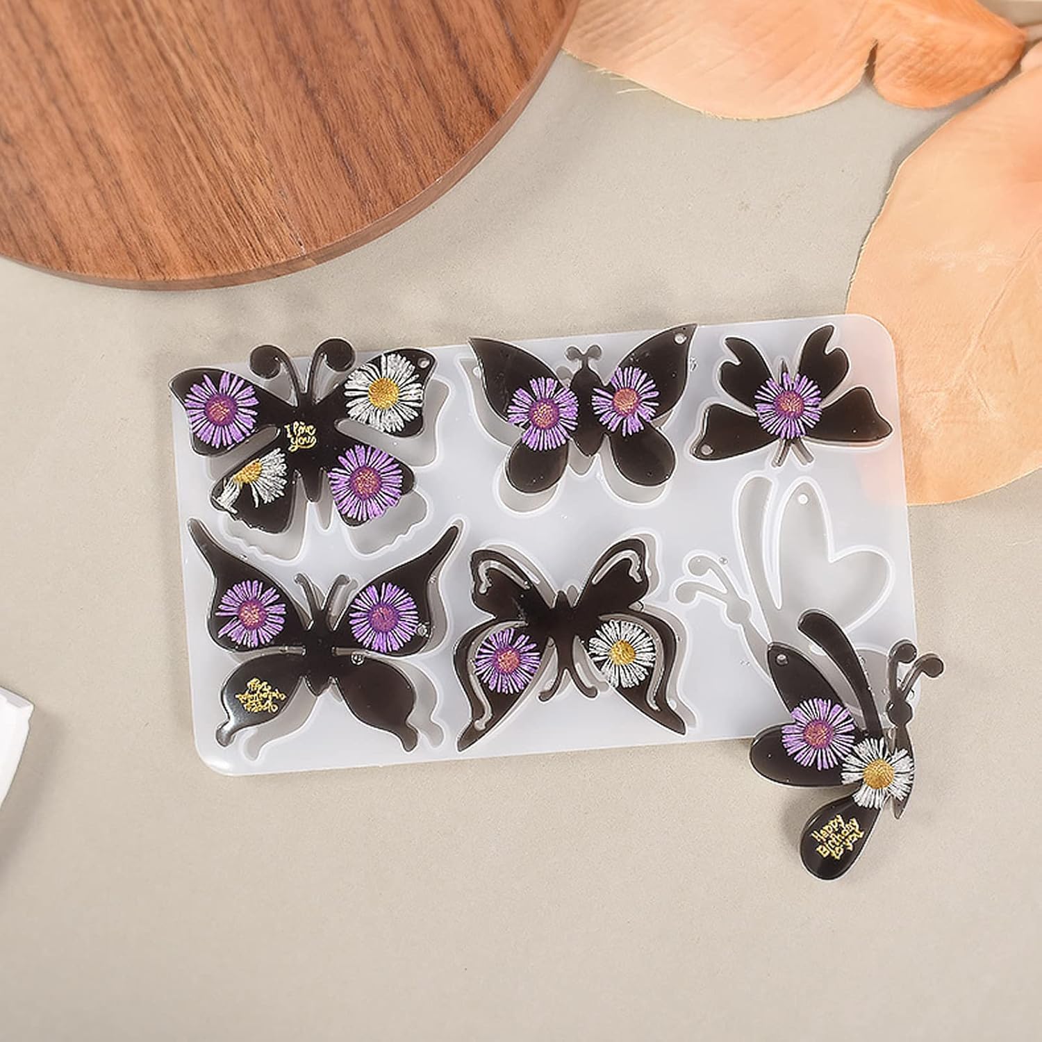 3 moldes de silicona de resina de mariposa, herramientas de fabricación de joyas, moldes de fundición para manualidades, broche, horquilla, llavero,