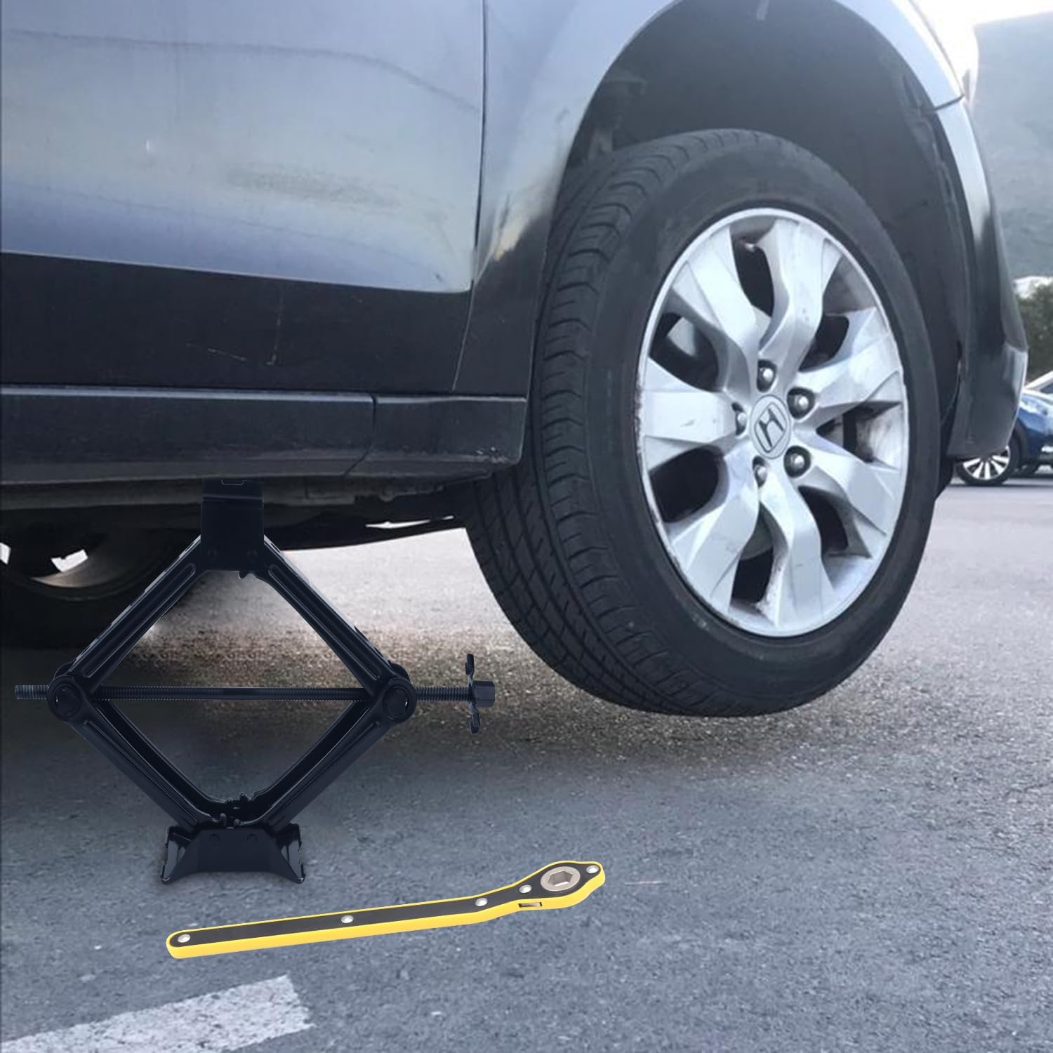 Gato de tijera de 2 toneladas para automóvil, con manivela de mano herramienta de reparación portátil resistente al óxido para automóvil, SUV,