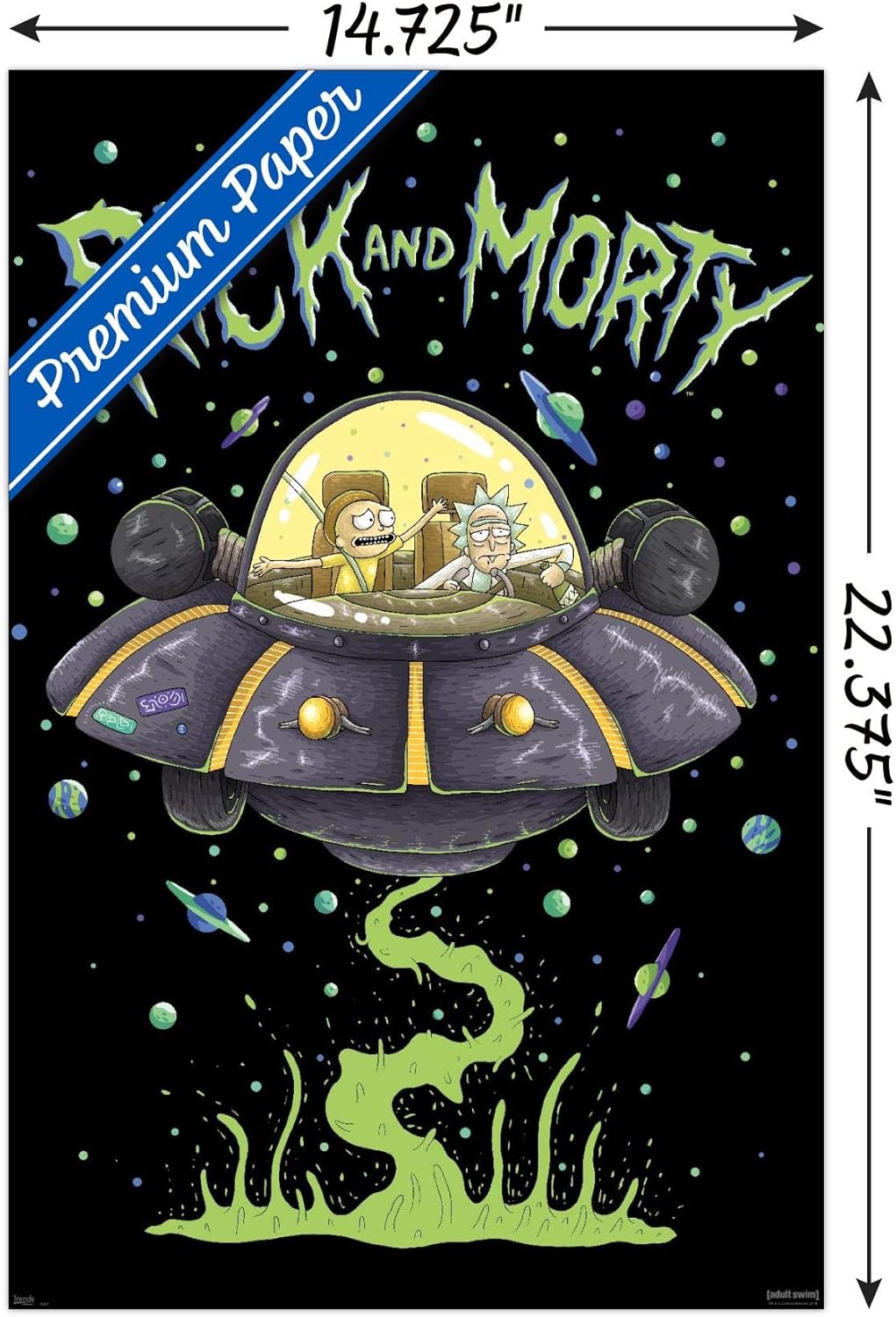 Trends International Rick And Morty – Póster de pared de barco, 14.725 x 22.375 pulgadas, multicolor
