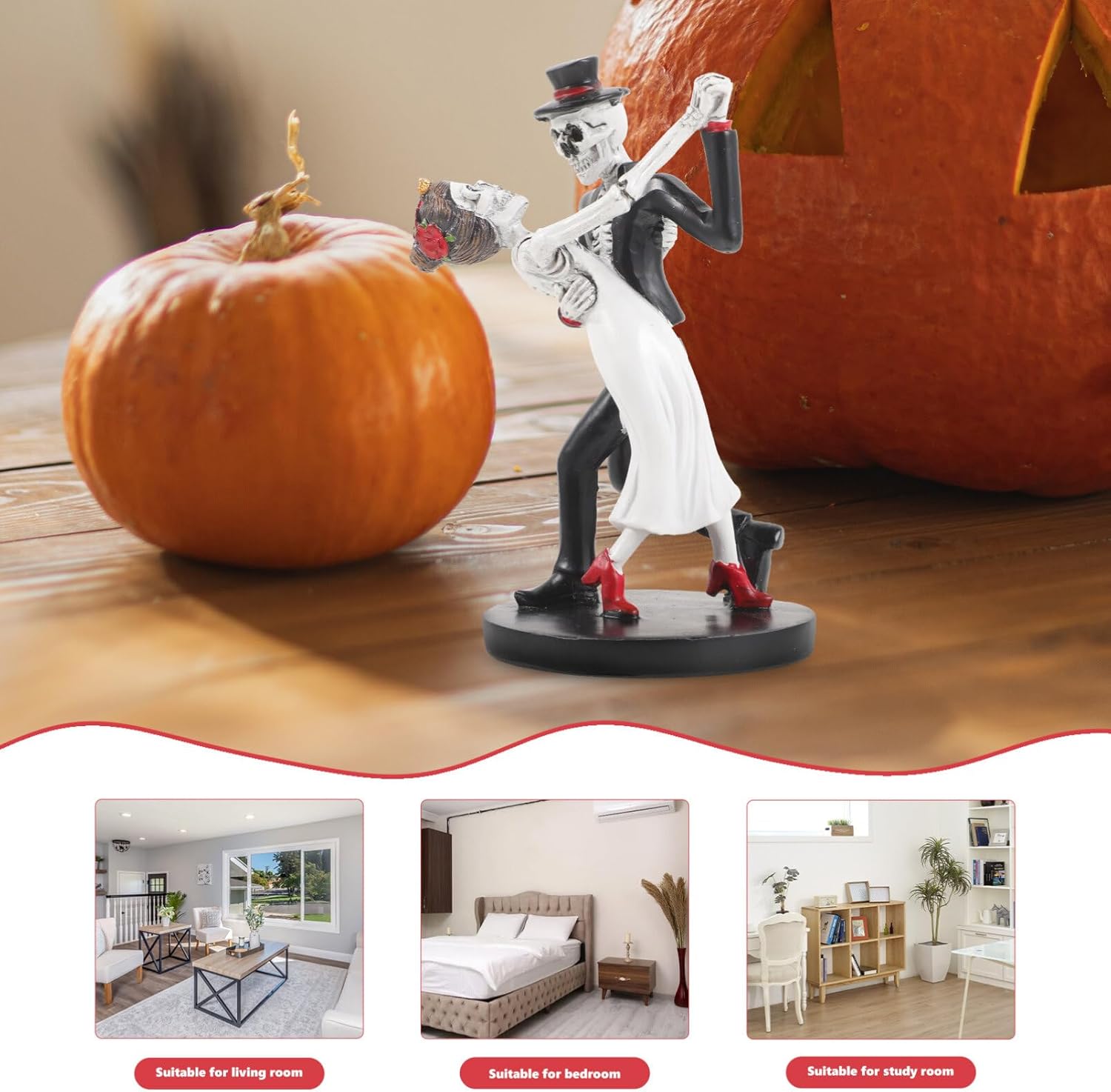 GANAZONO Decoración de Halloween para parejas, esqueleto de danza, figuras de calavera de resina, decoración de bar de Halloween, accesorios de