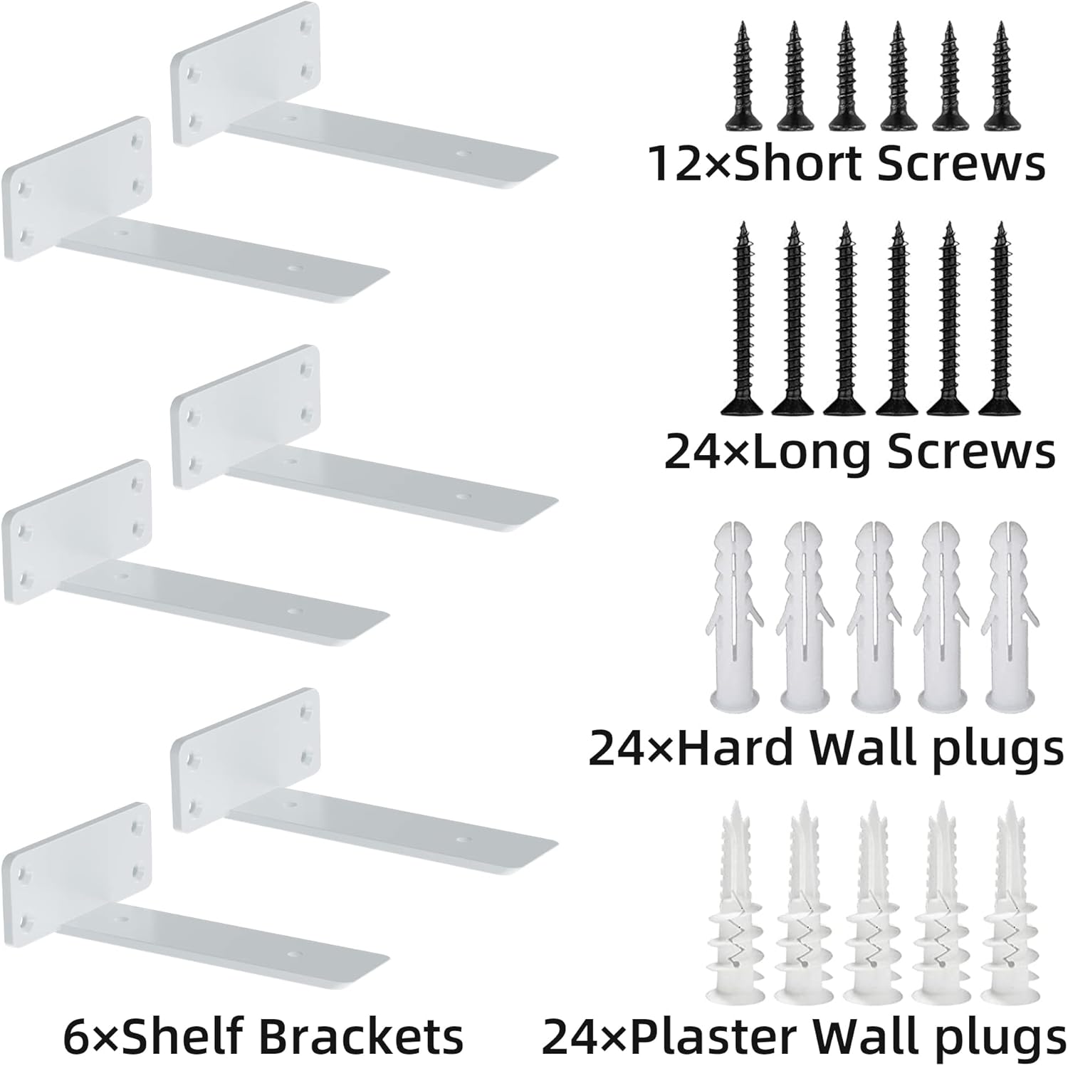 ZGO Soportes de estante flotantes, soportes de estante resistentes, soportes en L de metal blanco para estantes, soportes de pared para estantes,