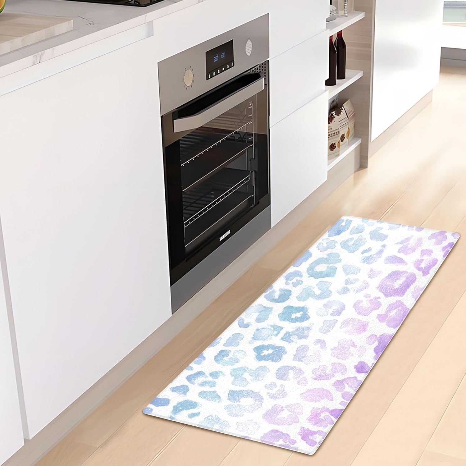 Joisal Alfombras de baño con estampado de leopardo y acuarela, lavable a máquina, antideslizante, con parte trasera de goma, 39 x 20 pulgadas