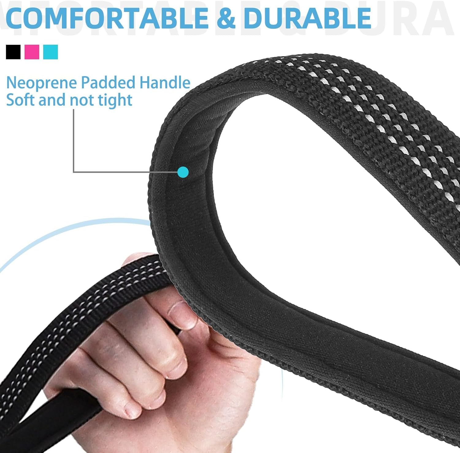 PUPTECK Correa reflectante para perro, paquete de 3 correas de nailon de 4.9 pies con clip fuerte y mango acolchado suave, correa de entrenamiento