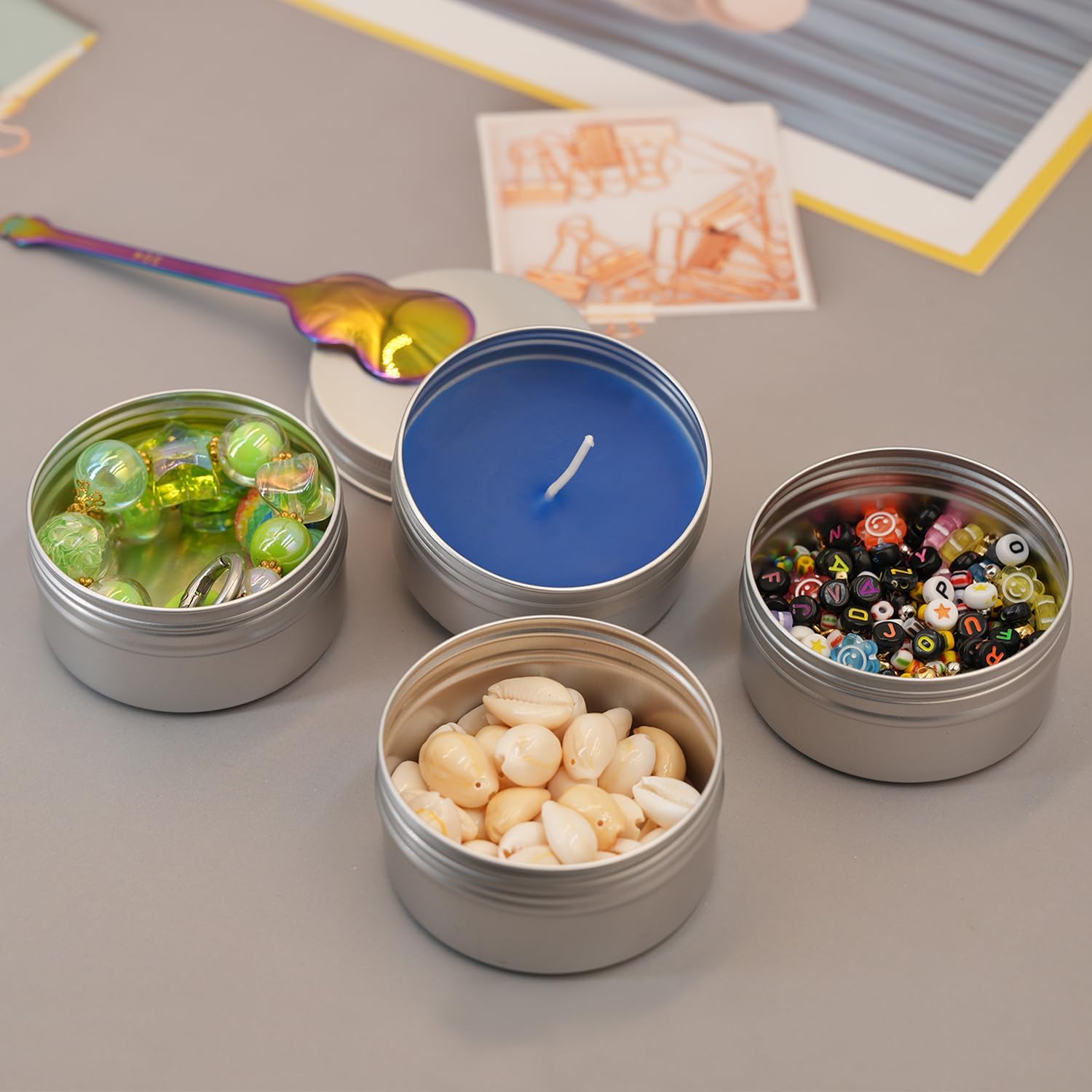 Lata de aluminio de 3 onzas, paquete de 20 latas de metal para salvamento, latas de vela de 3 onzas con tapas, recipientes recargables con tapa de