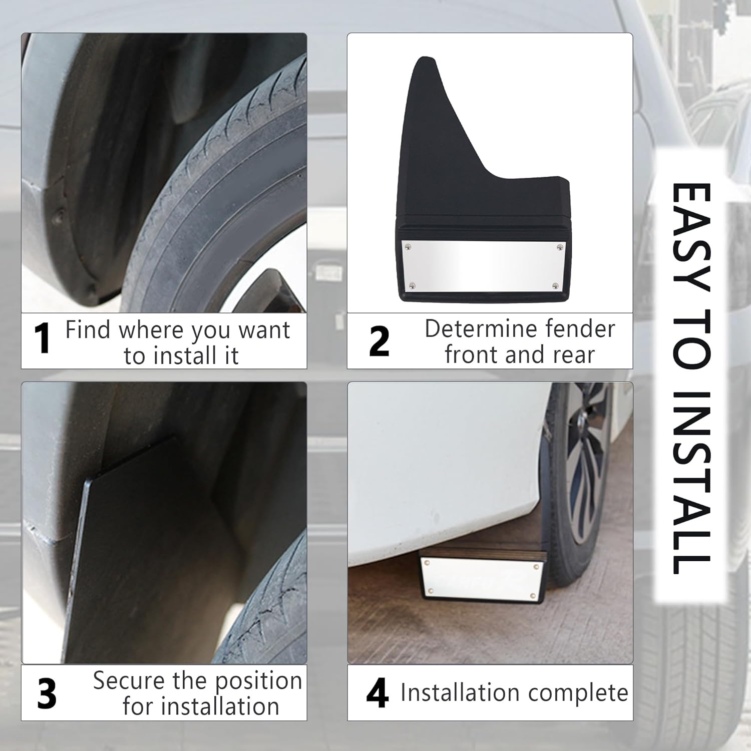 2 solapas de barro para automóvil, protector contra salpicaduras resistente con reflector nocturno, protectores universales para barro para