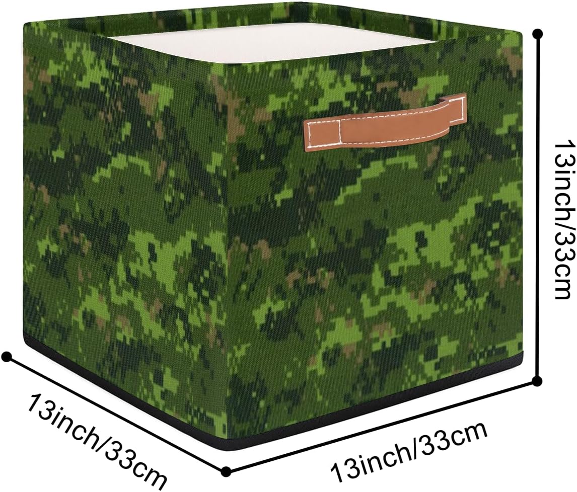 KOBLEN Moderna cesta de almacenamiento cuadrada de camuflaje plegable para ropa, cesta de almacenamiento de ropa de 13 x 13 pulgadas, cubo grande