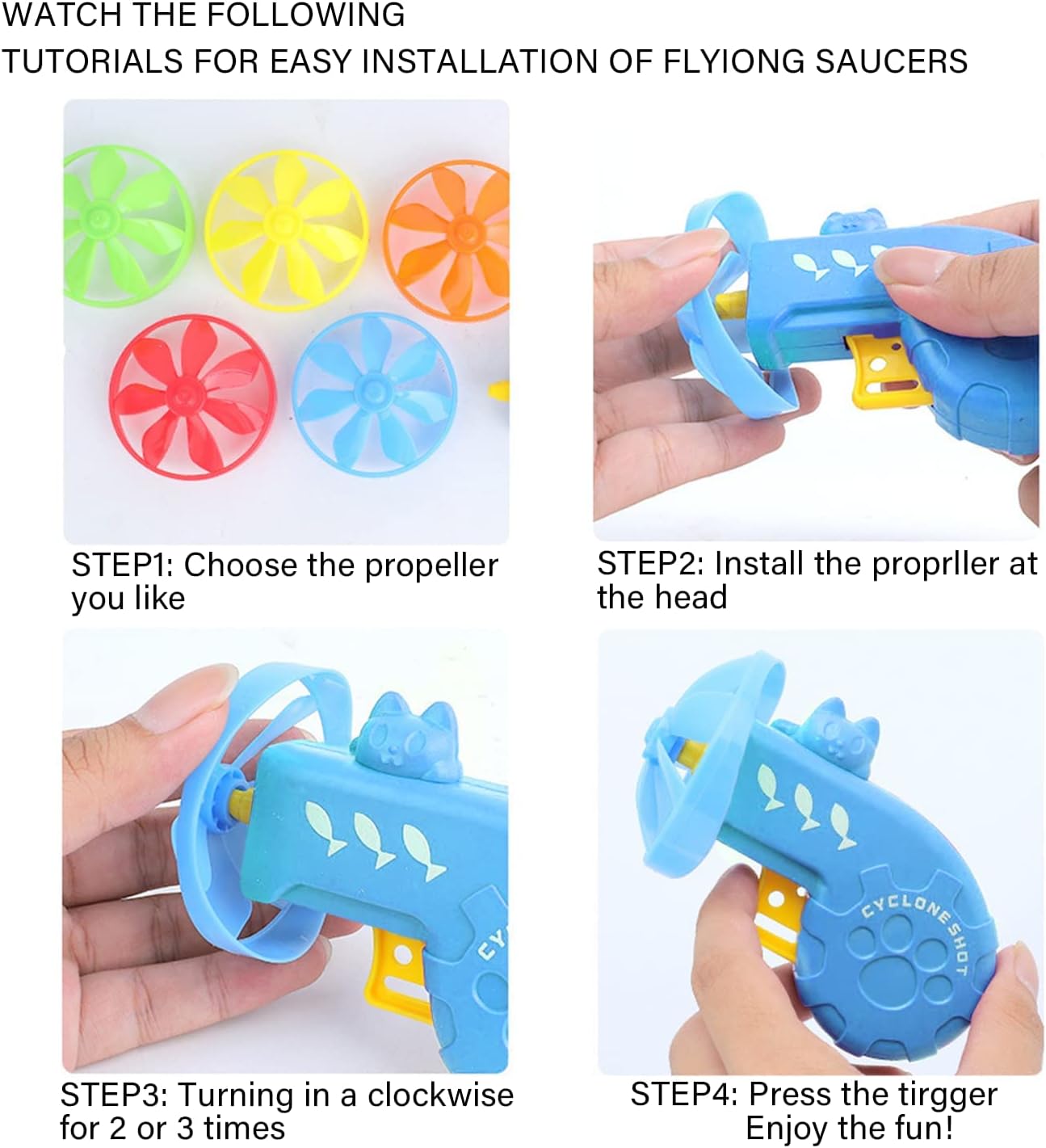 12 piezas de juguetes para gatos voladores, lanzador de platillos para interiores, juguetes de disco para entrenamiento con hélices coloridas