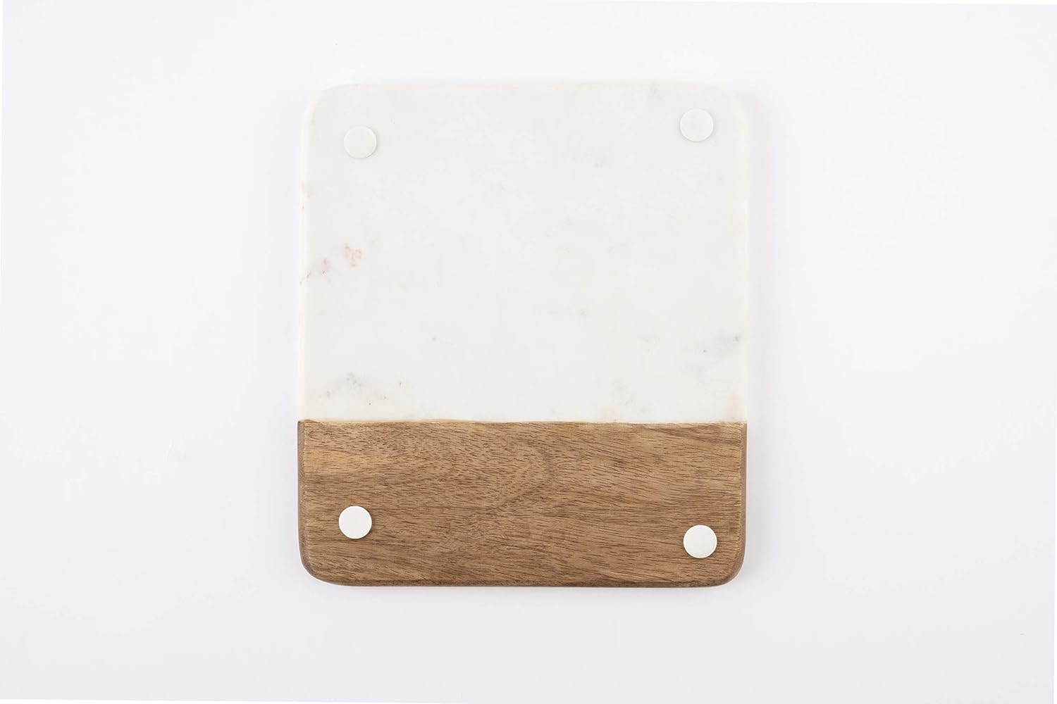Mud Pie 4751032, tabla para servir de mármol y madera con esparcidor, blanco